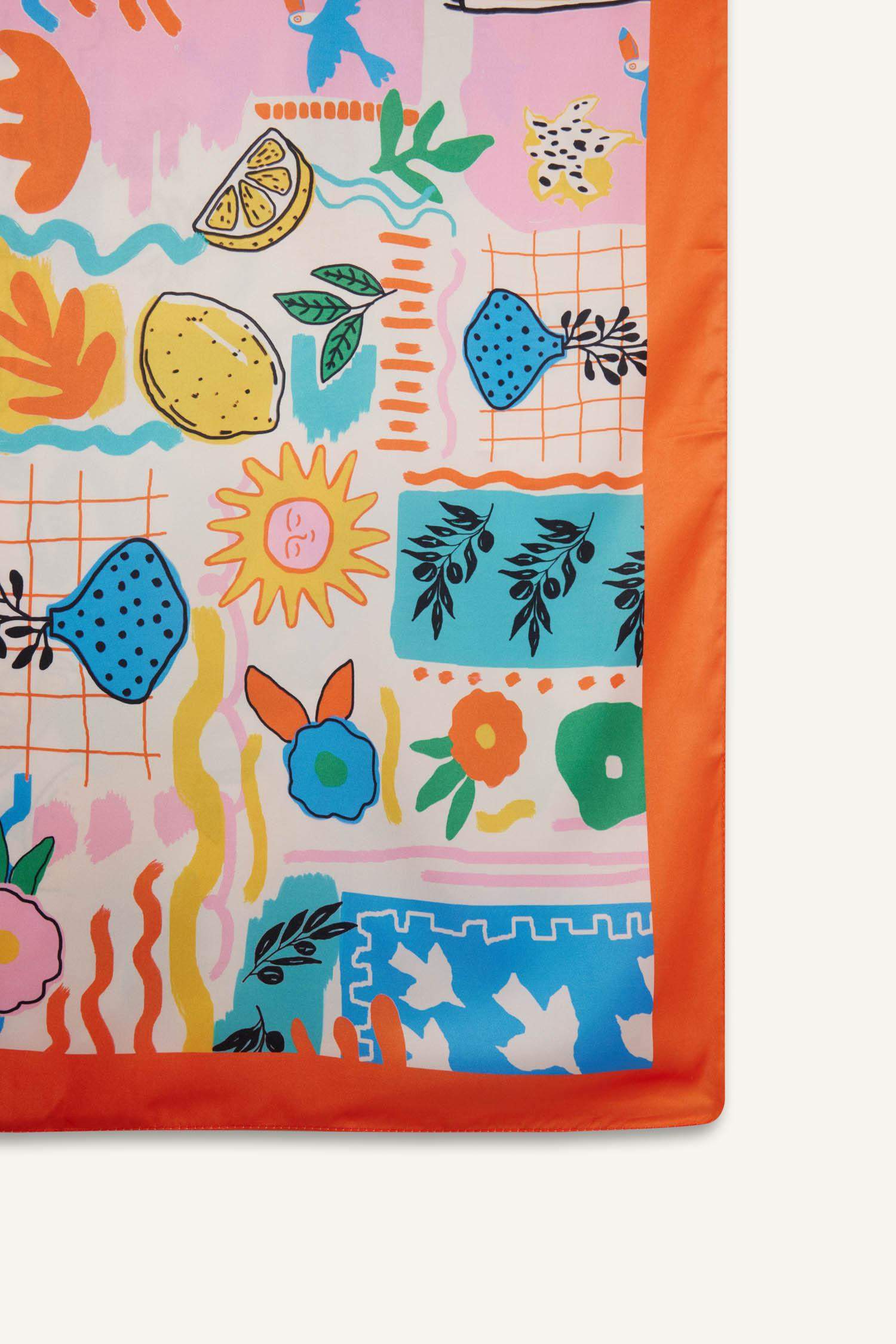 Regular Fit Desenli Saten Plaj Eteği-Fall in Love 