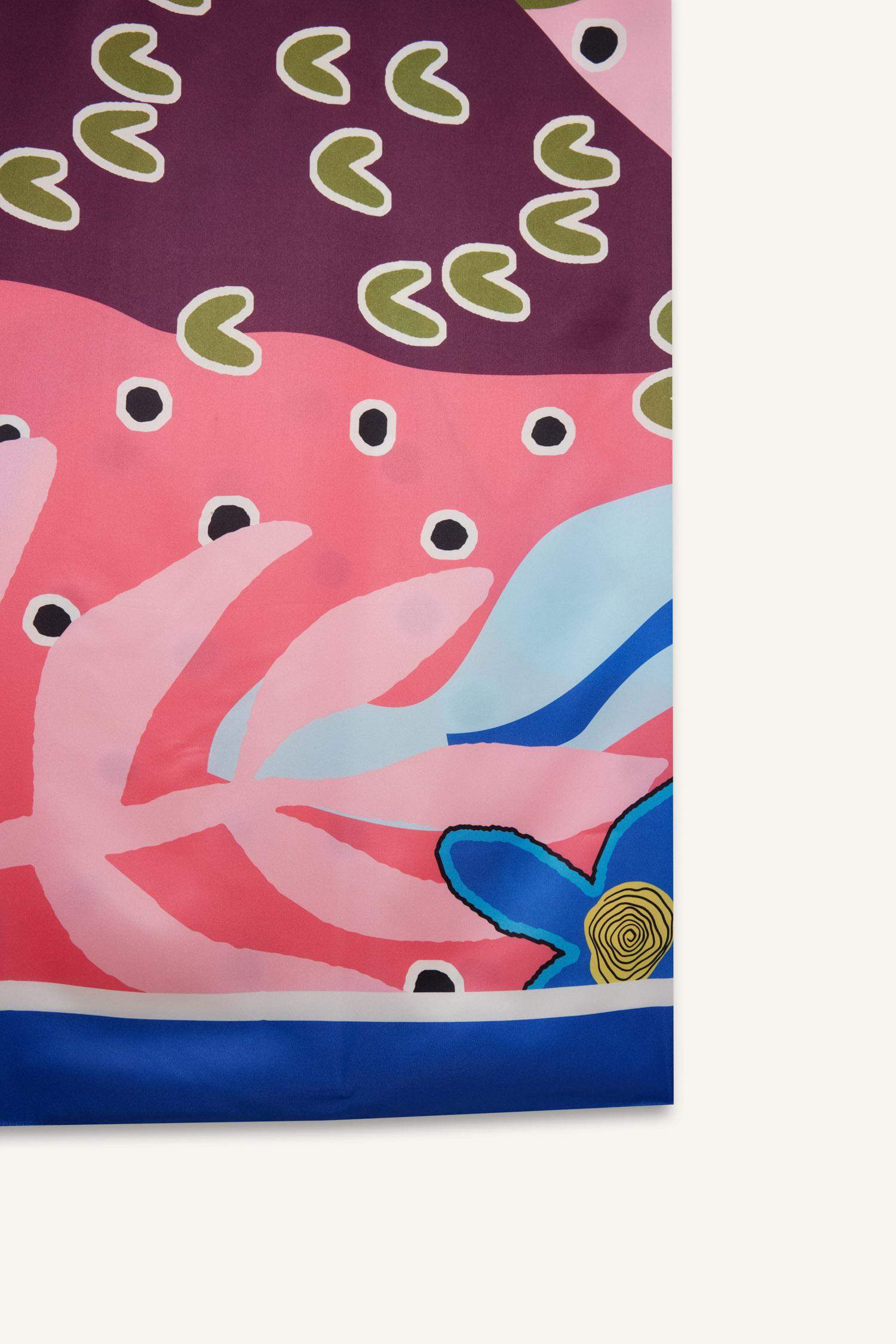 Regular Fit Desenli Saten Plaj Eteği-Fall in Love 