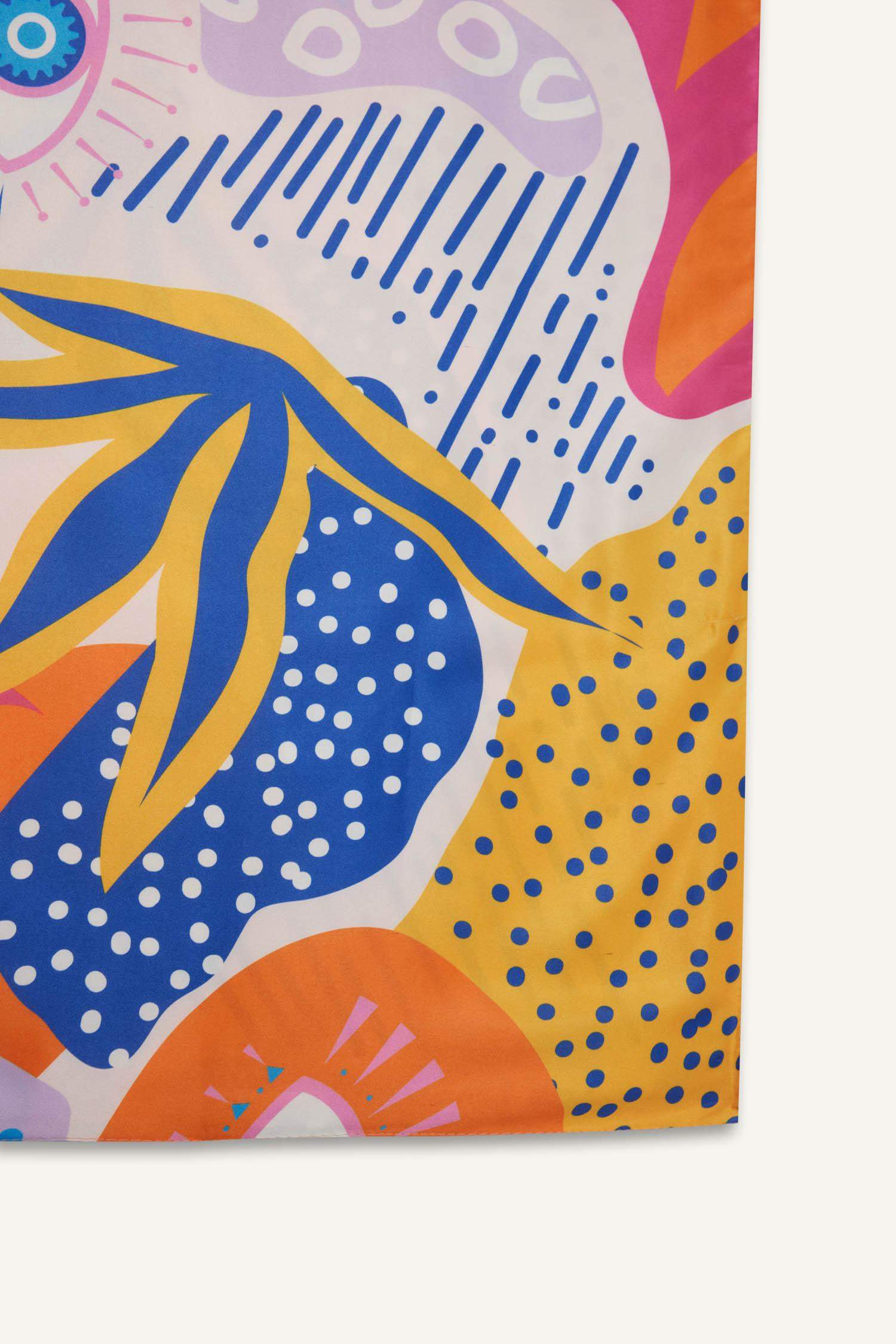 Regular Fit Desenli Saten Plaj Eteği