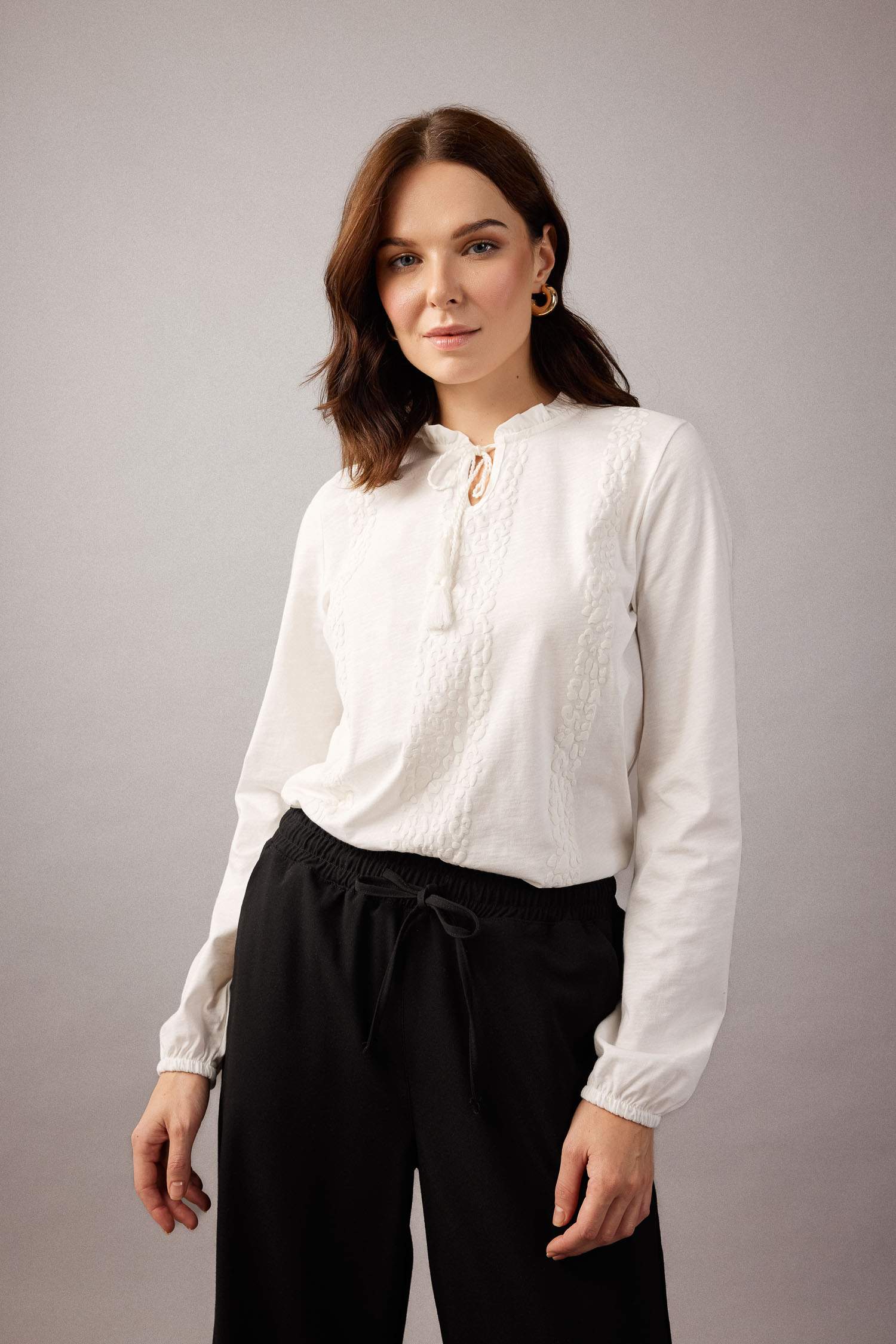 Regular Fit Crew Neck Puff Printed Long Sleeve T-Shirt