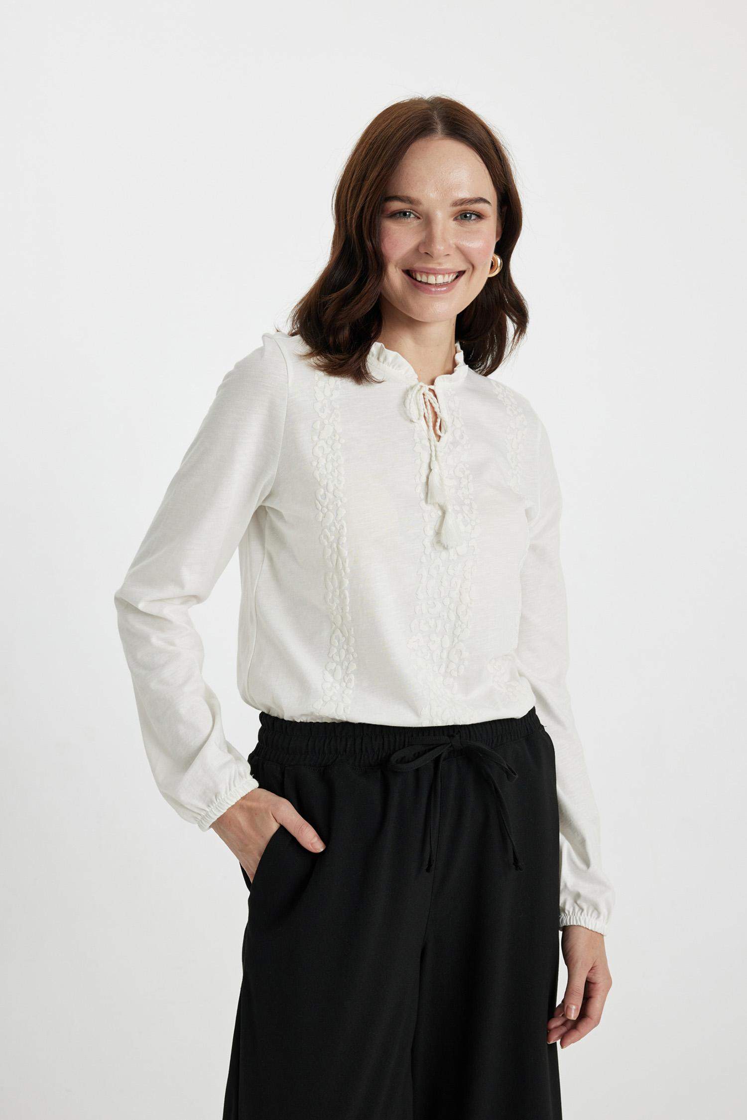 Regular Fit Crew Neck Puff Printed Long Sleeve T-Shirt