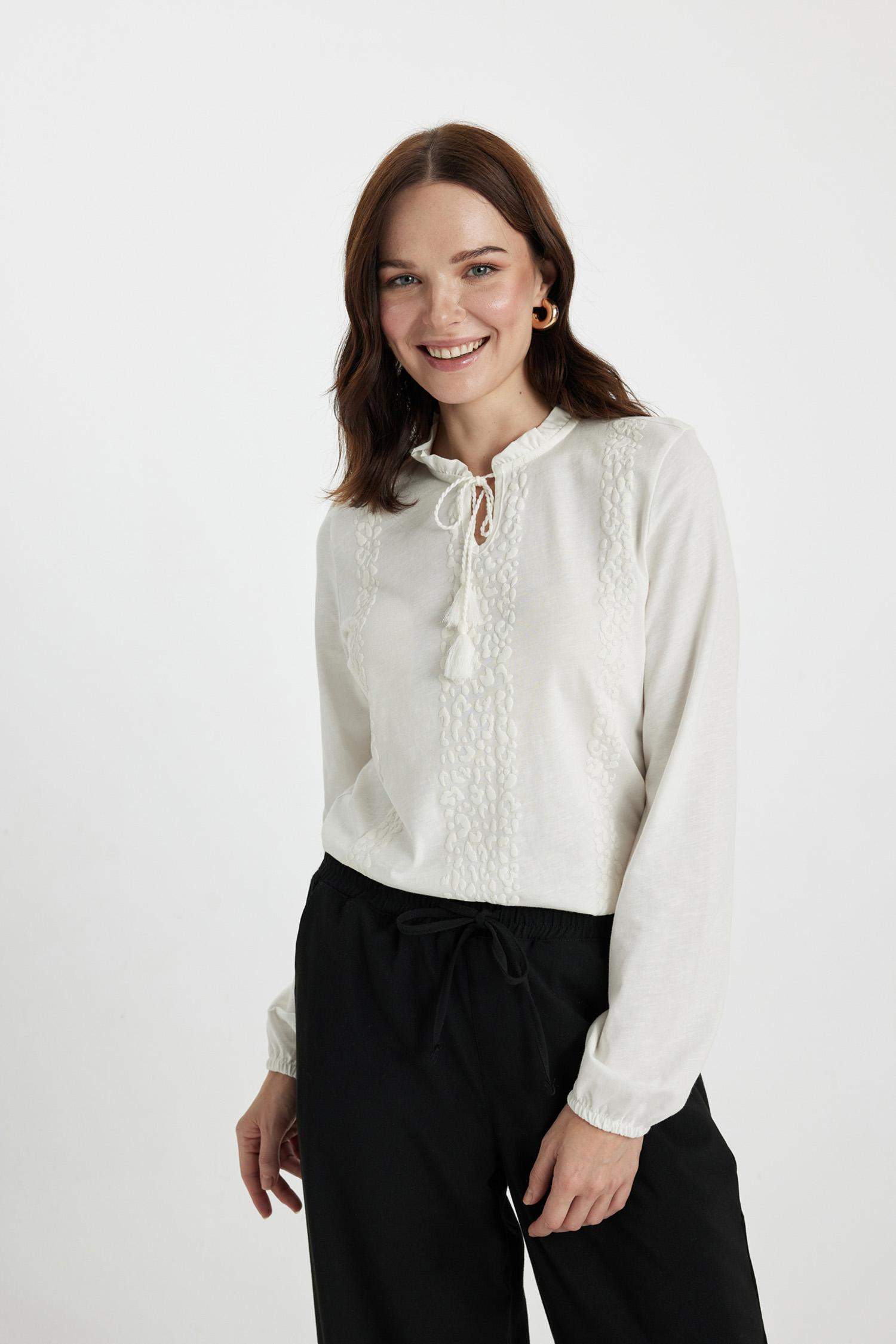 Regular Fit Crew Neck Puff Printed Long Sleeve T-Shirt