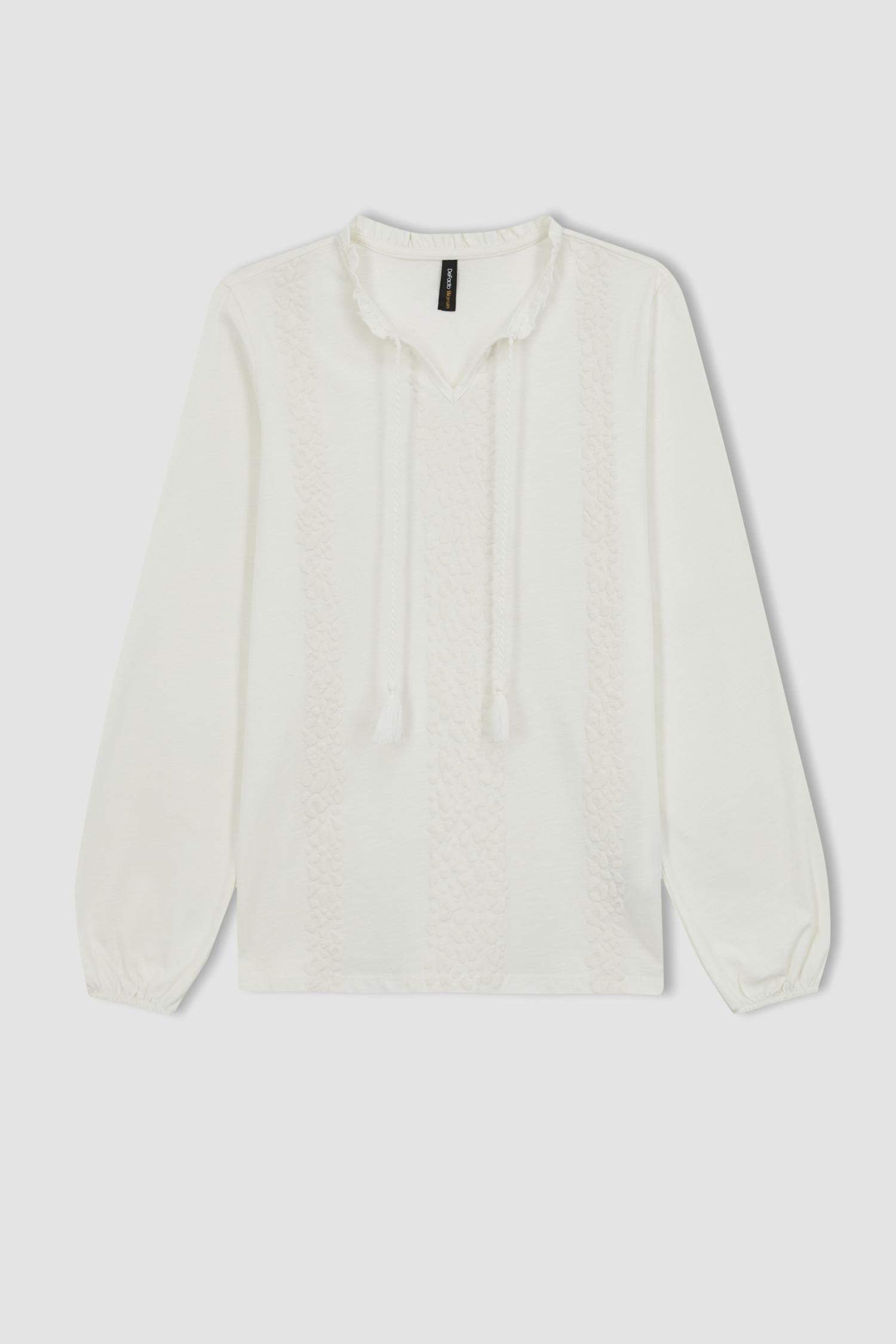 Regular Fit Crew Neck Puff Printed Long Sleeve T-Shirt