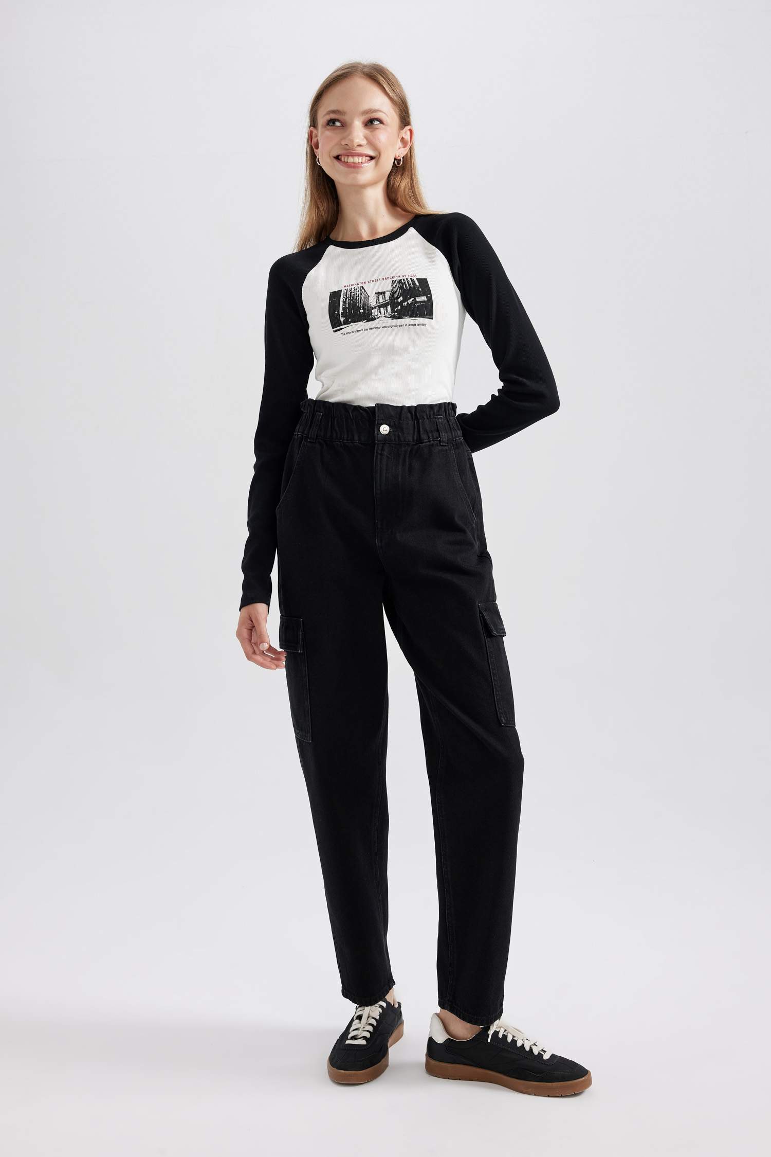 Джинсы Paperbag с высокой талией