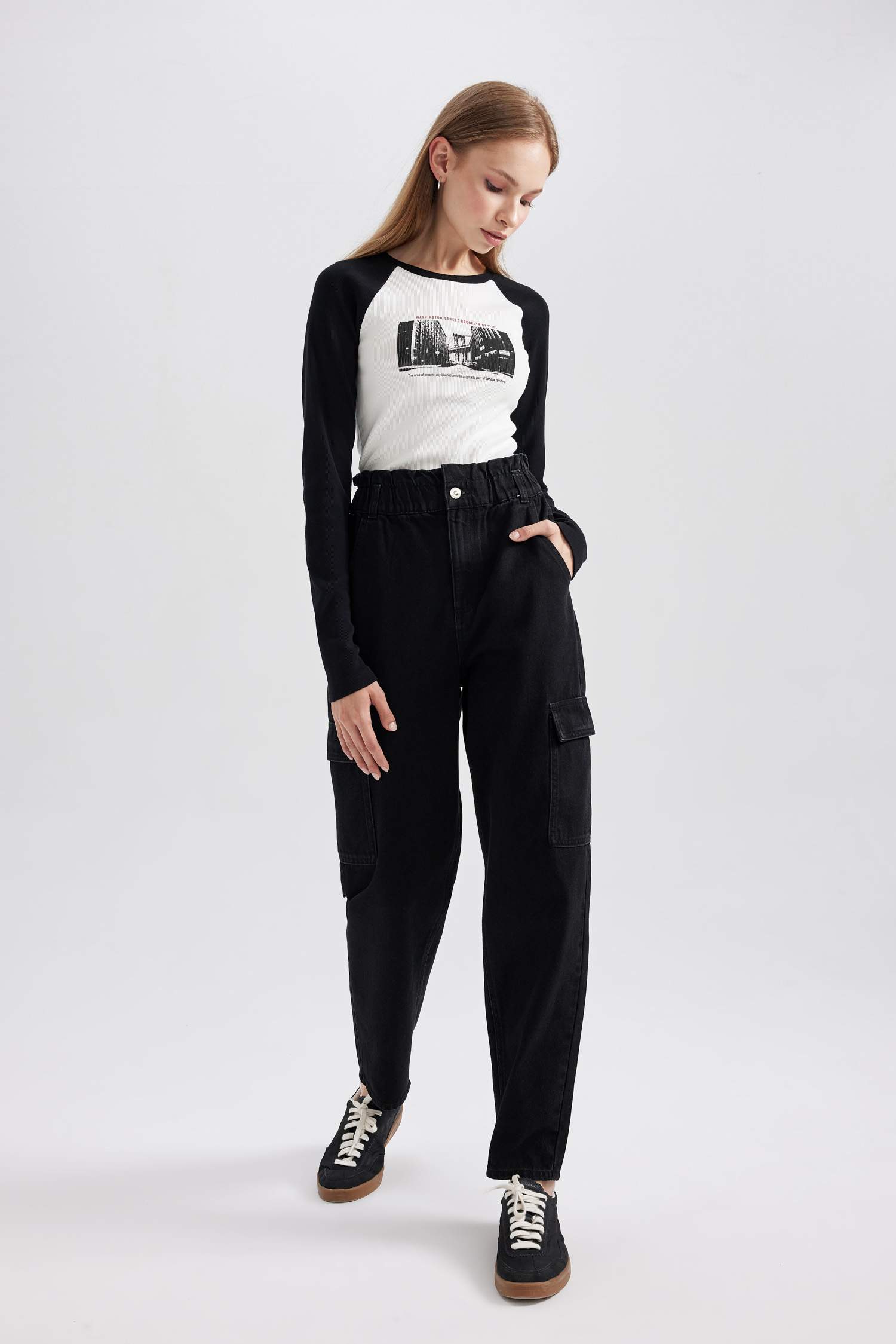 Джинсы Paperbag с высокой талией