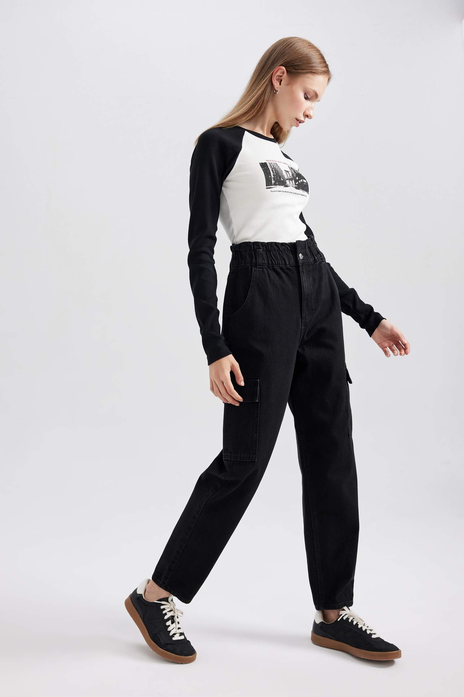 Джинсы Paperbag с высокой талией