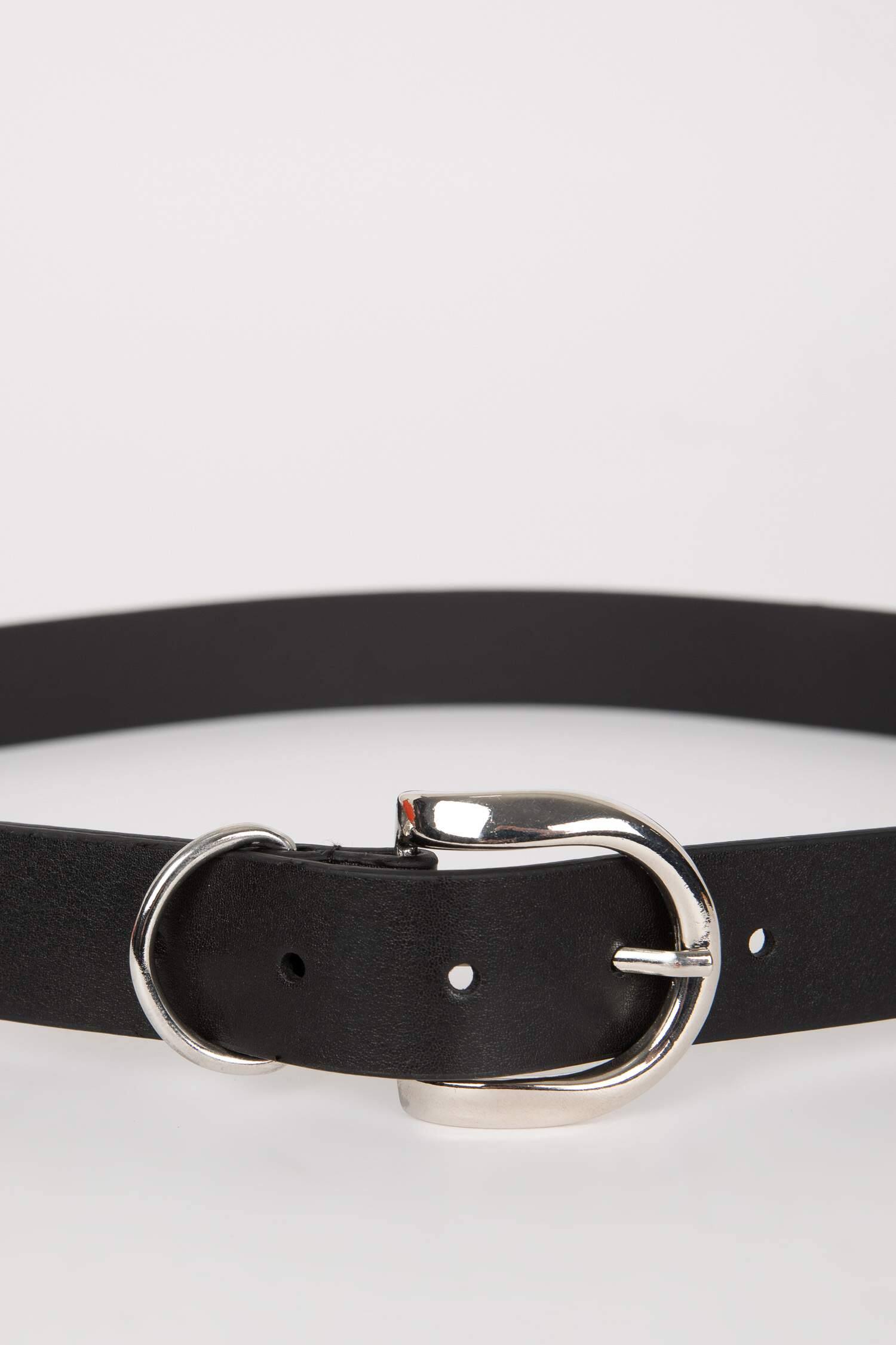 Black Women Woman Oval Buckle Faux Leather Classic Belt 2899182 Defacto