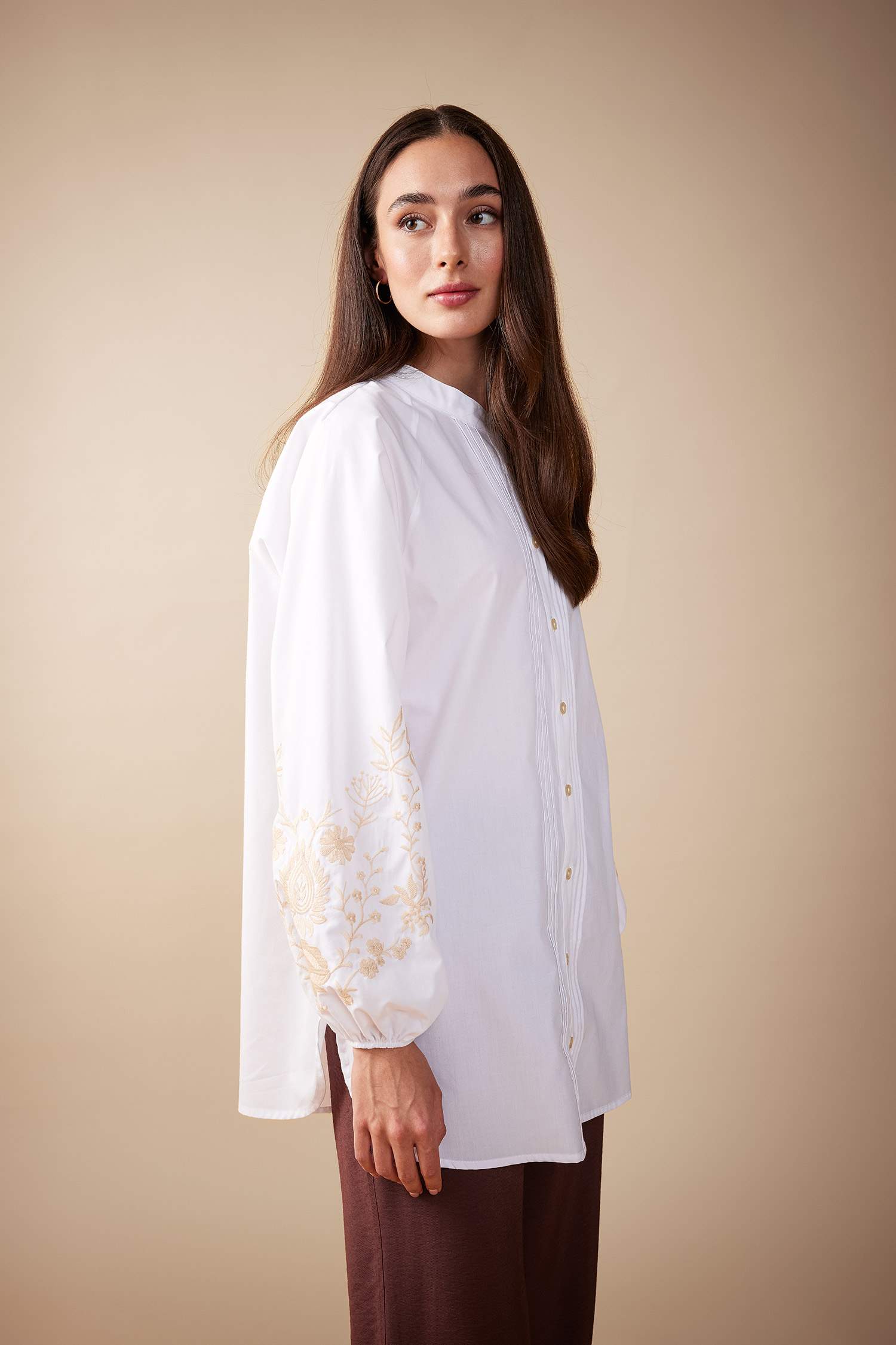 تونيك كم طويل مطبوع قصة مريحة