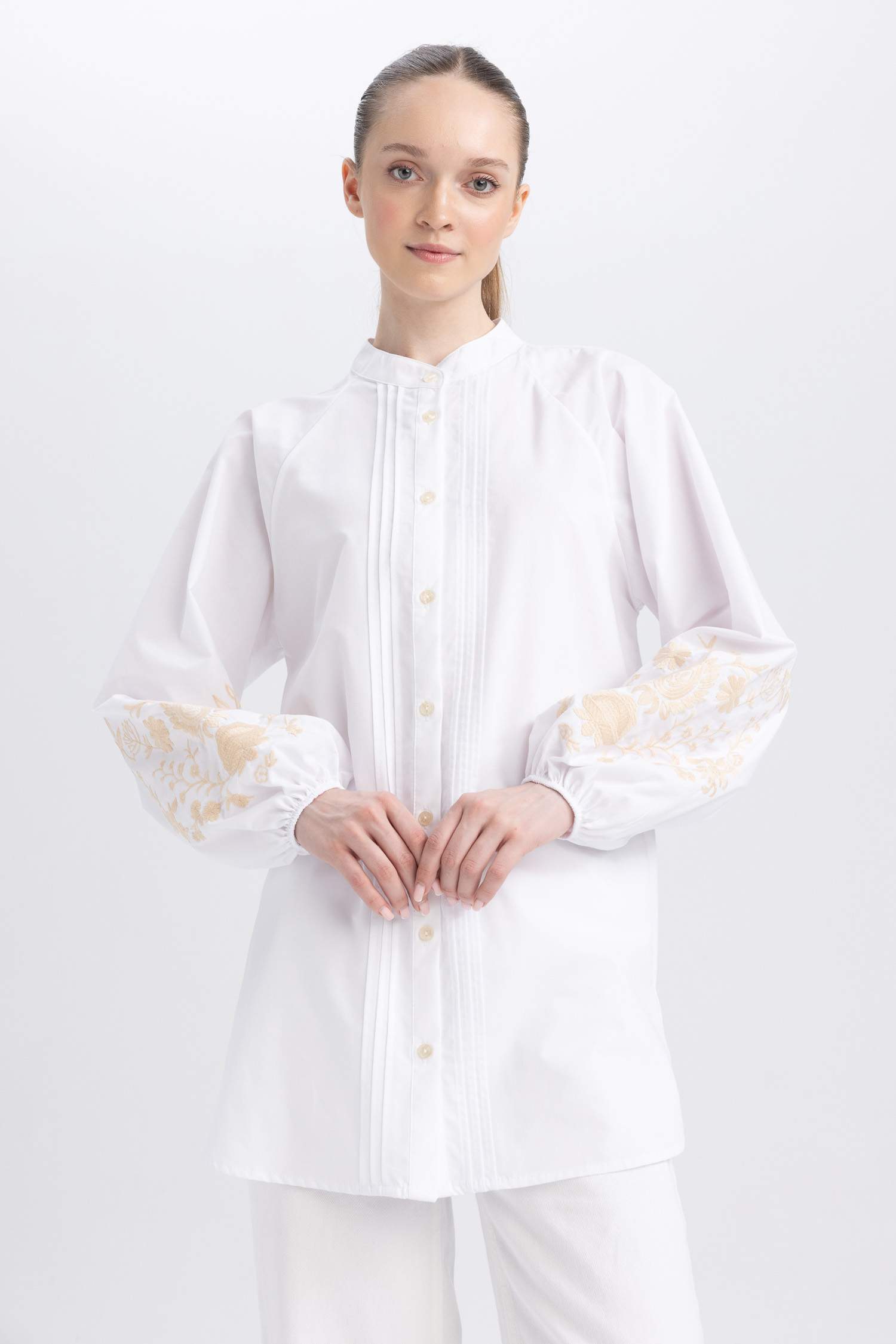 تونيك كم طويل مطبوع قصة مريحة