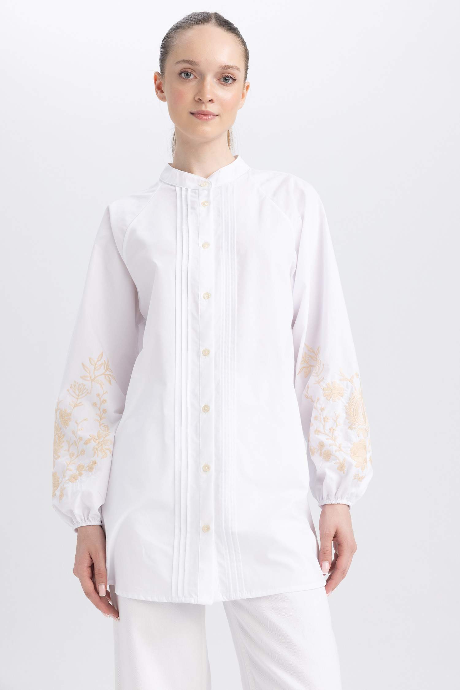 تونيك كم طويل مطبوع قصة مريحة