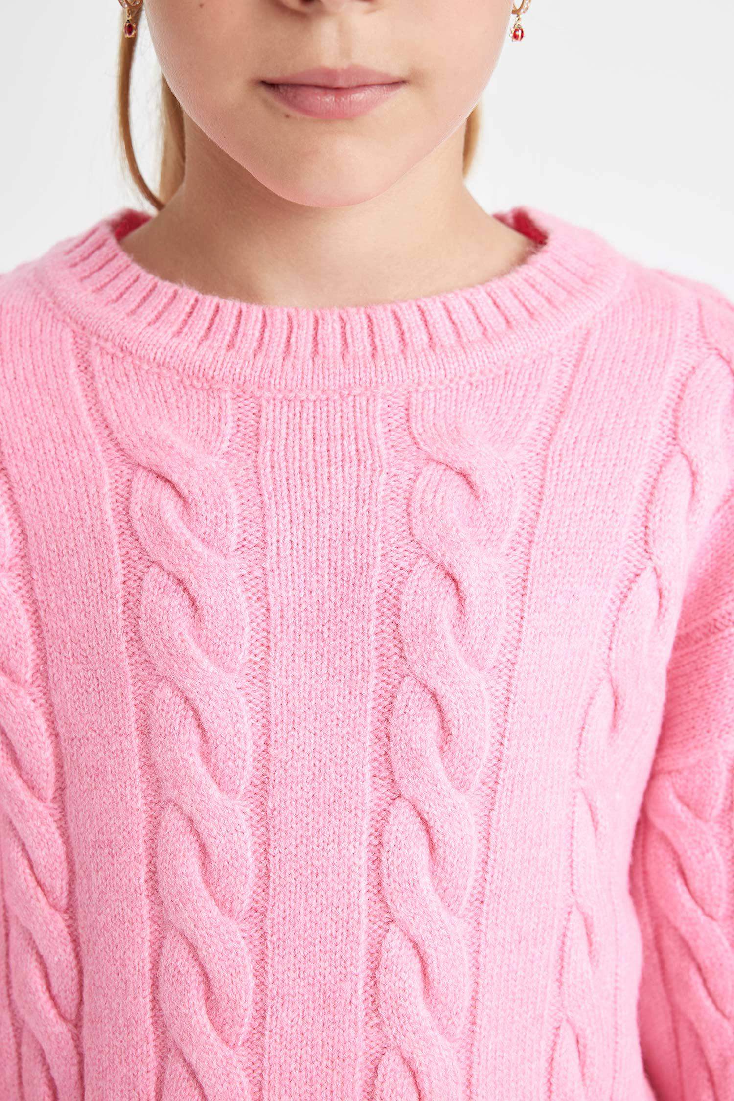 Girl Regular Fit Crew Neck Knitted Pullover