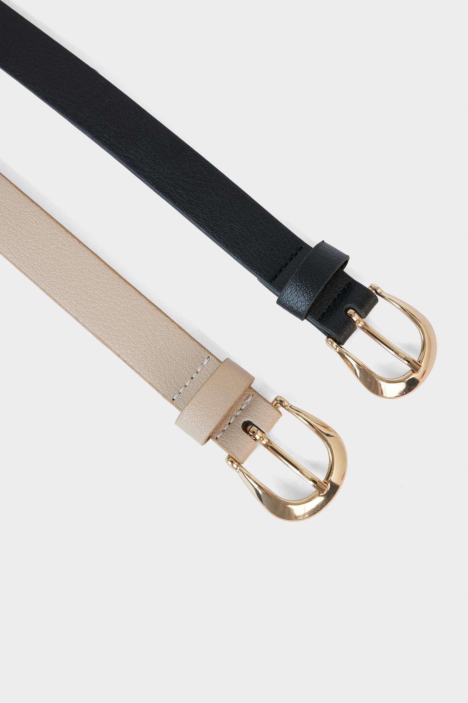 Kadın Oval Toka Suni Deri 2'li Günlük Kemer