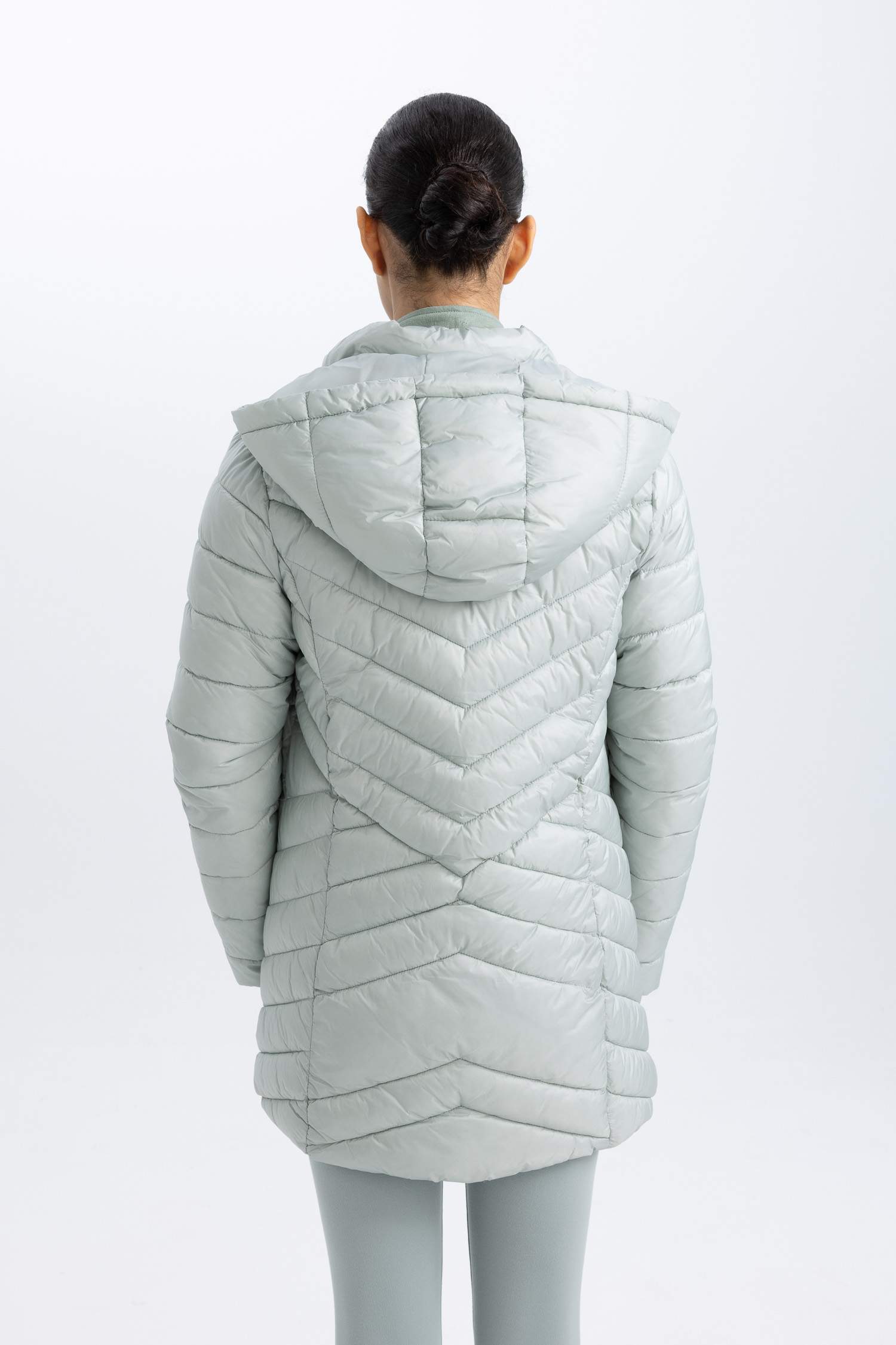 Su İtici Hafif Uzun Şişme Mont Çıkarılabilir Kapüşonlu Kapitoneli