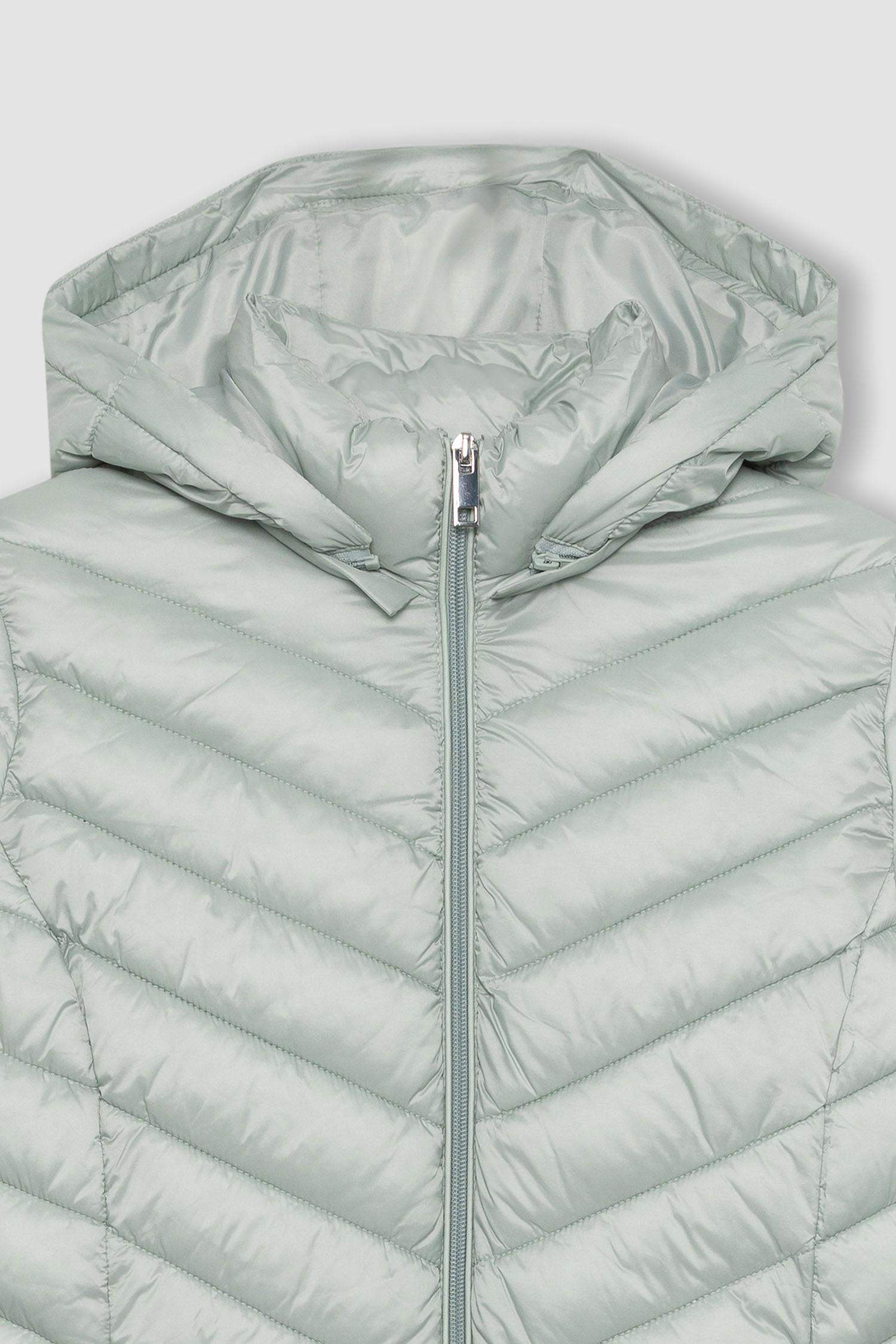 Su İtici Hafif Uzun Şişme Mont Çıkarılabilir Kapüşonlu Kapitoneli