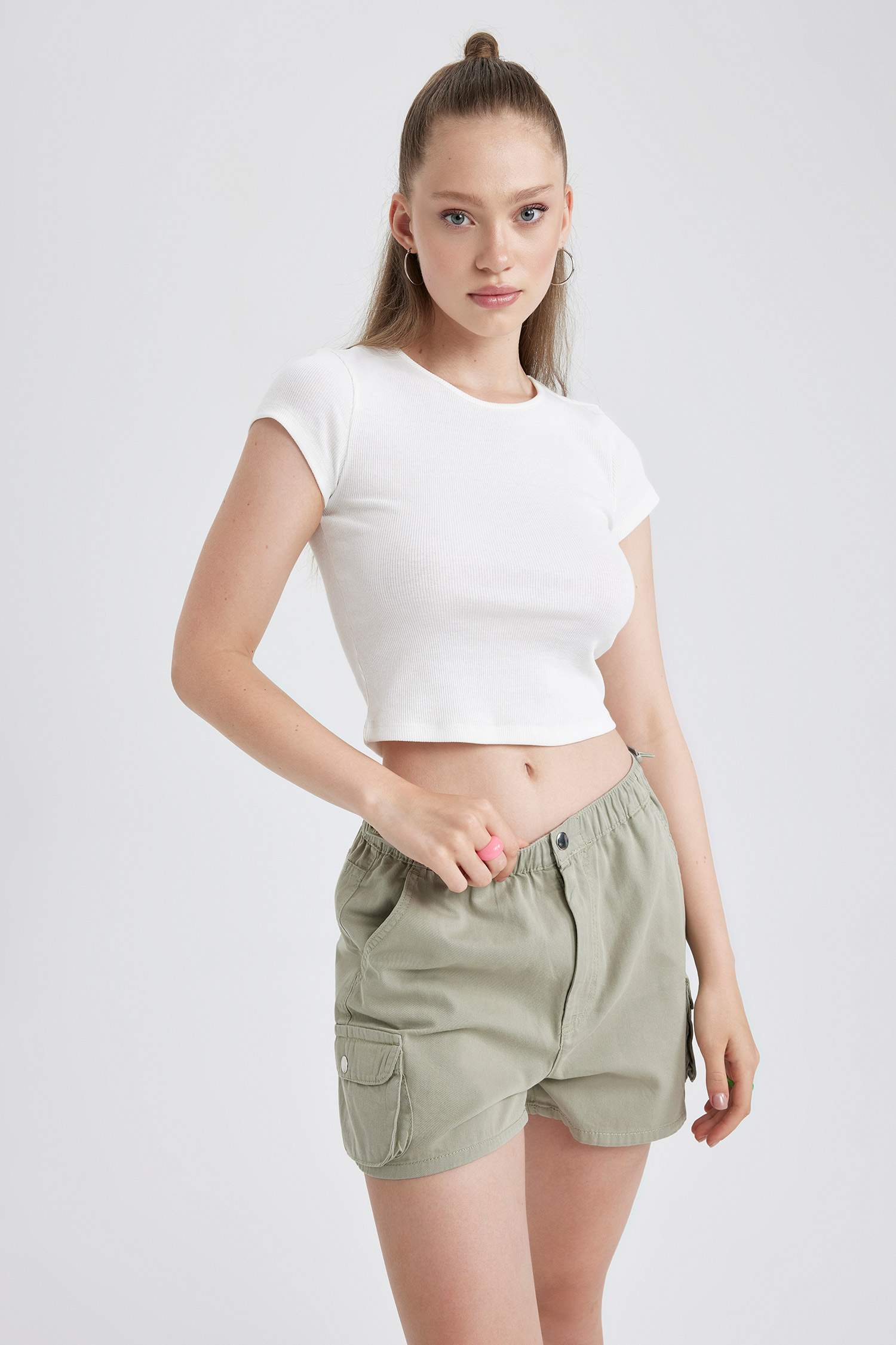 Coool Fitted Fitilli Kaşkorse Kısa Kollu Tişört