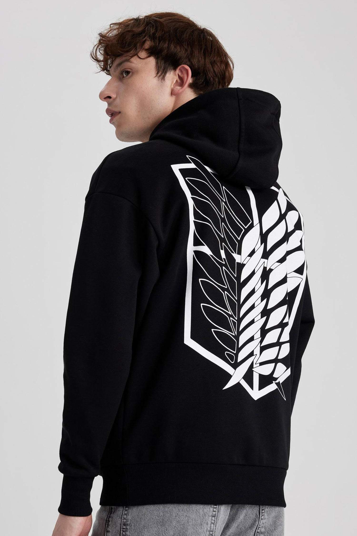 KOICHI DOMOTO 2011 フード付きTシャツ Siyah Erkek Oversıze Sweatshirt 2942795 | DeFacto