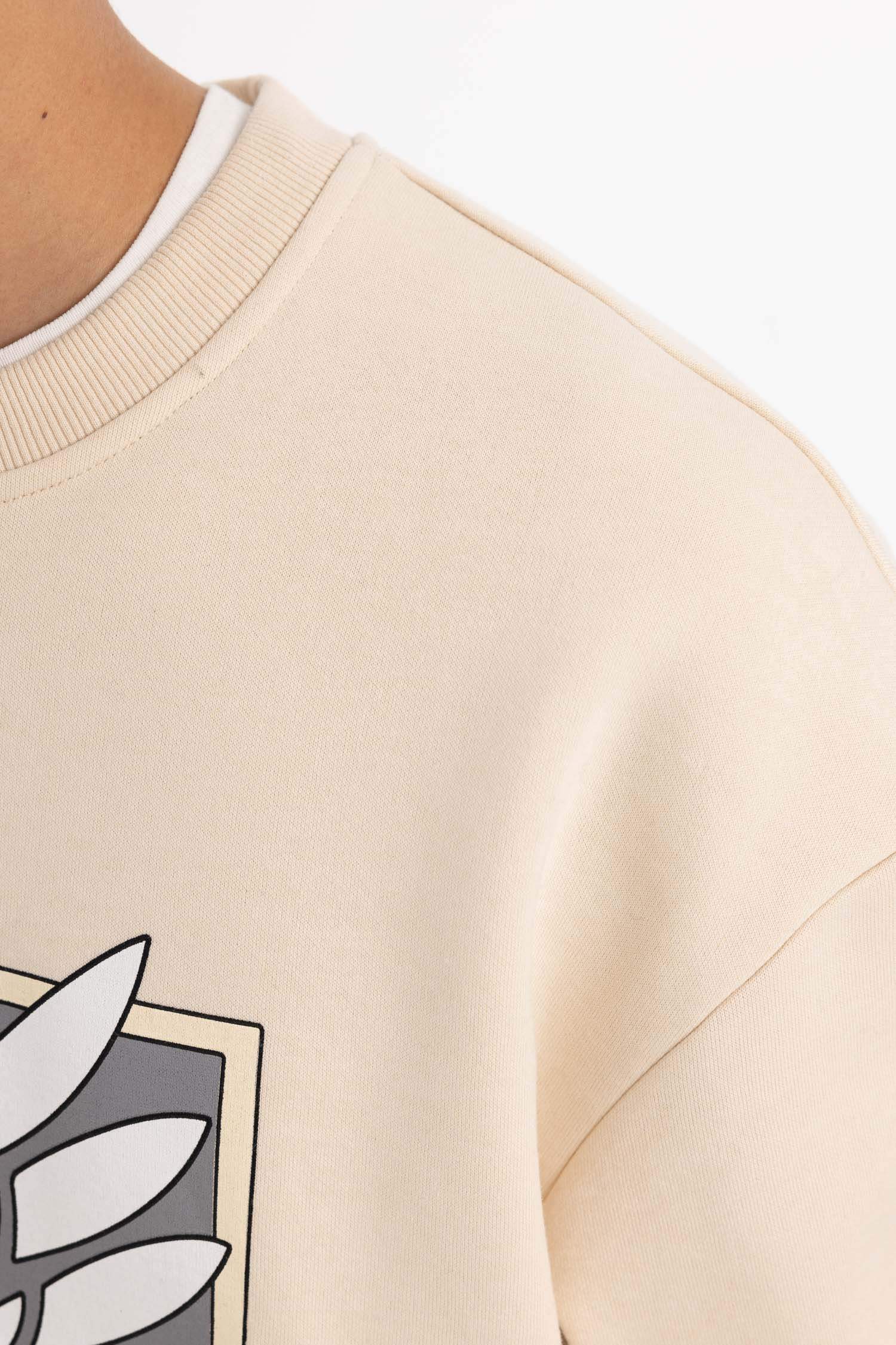 Boxy Fit Printed Long Sleeve Sweatshirt