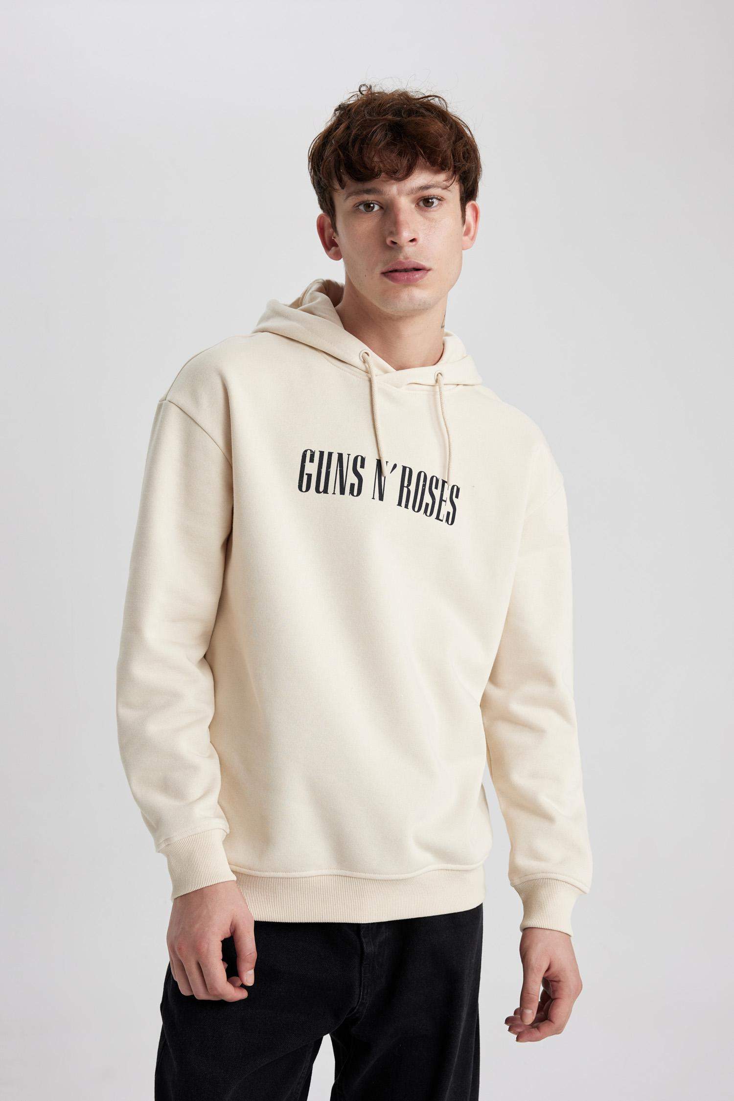 Boxy Fit Guns N' Roses Licensed Printed Long Sleeve Sweatshirt