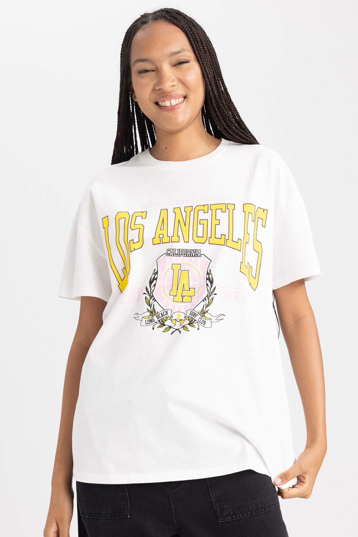 Oversize Fit Crew Neck Printed Short Sleeve T-Shirt