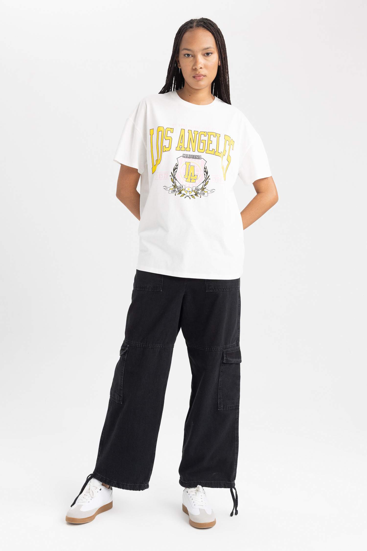 Oversize Fit Crew Neck Printed Short Sleeve T-Shirt