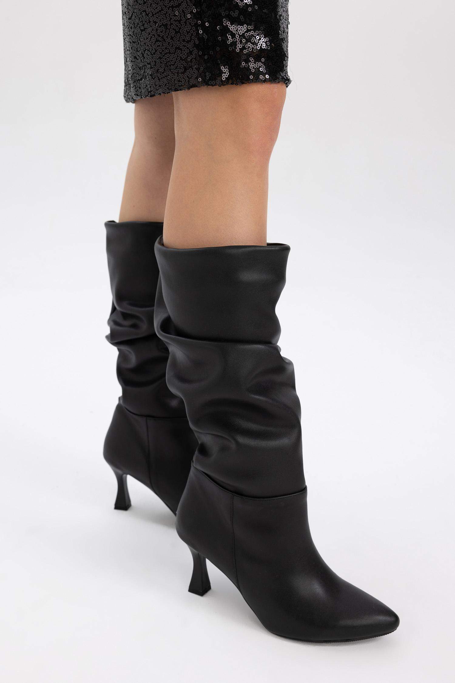Faux Leather High Sole Boots