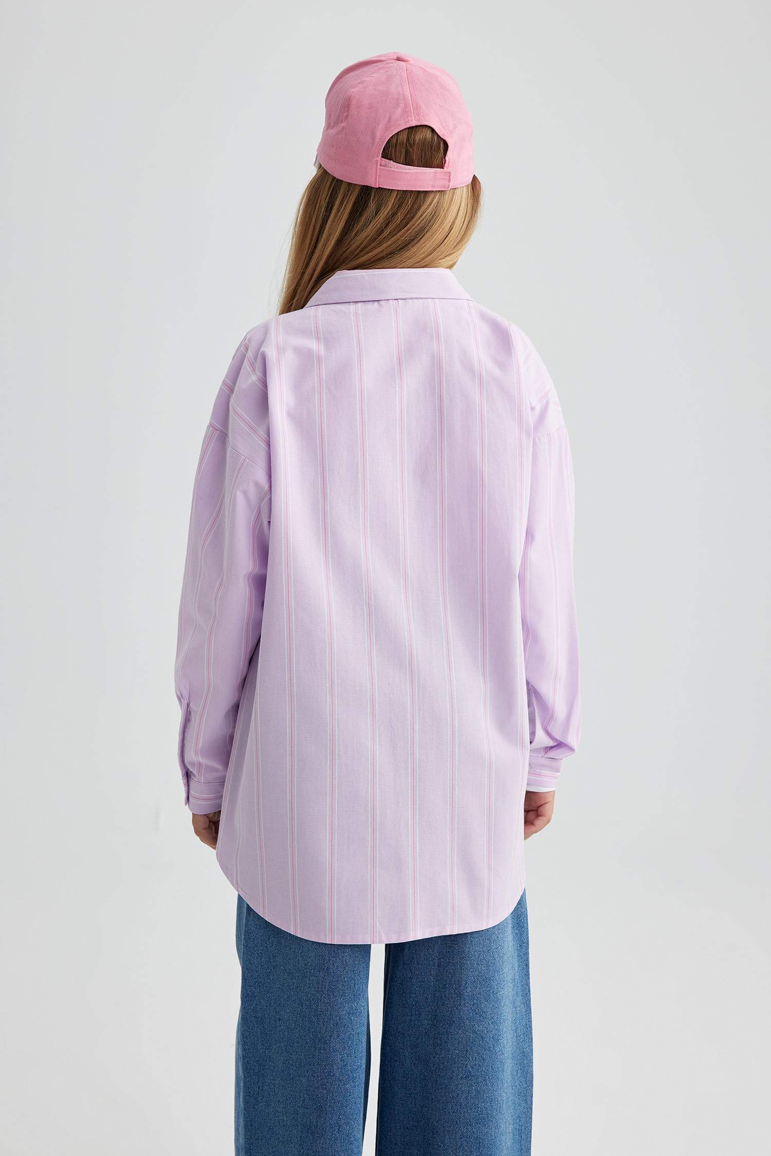 قميص كم طويل بوبلين قصة عادية