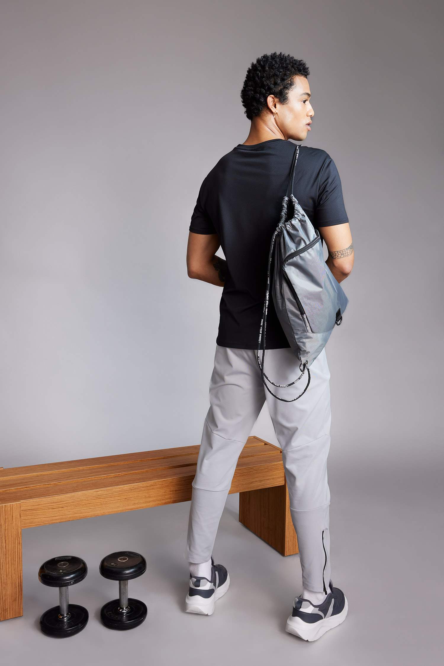 Erkek Su Geçirmez Kumaş Slogan Sırt Çantası