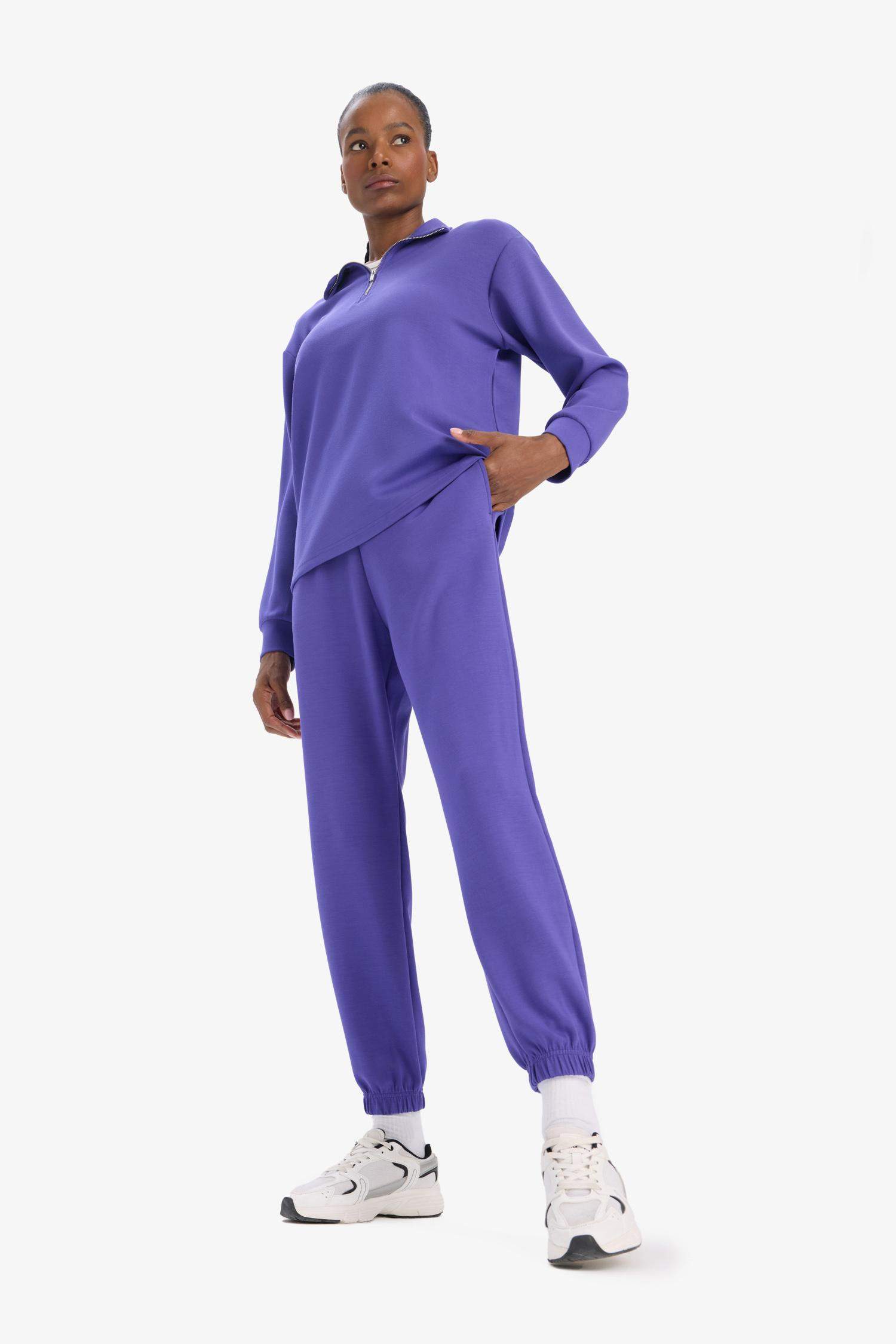 Standart Fit Cepli Jogger Paça Standart Fit Basic Düz Modal Pantolon