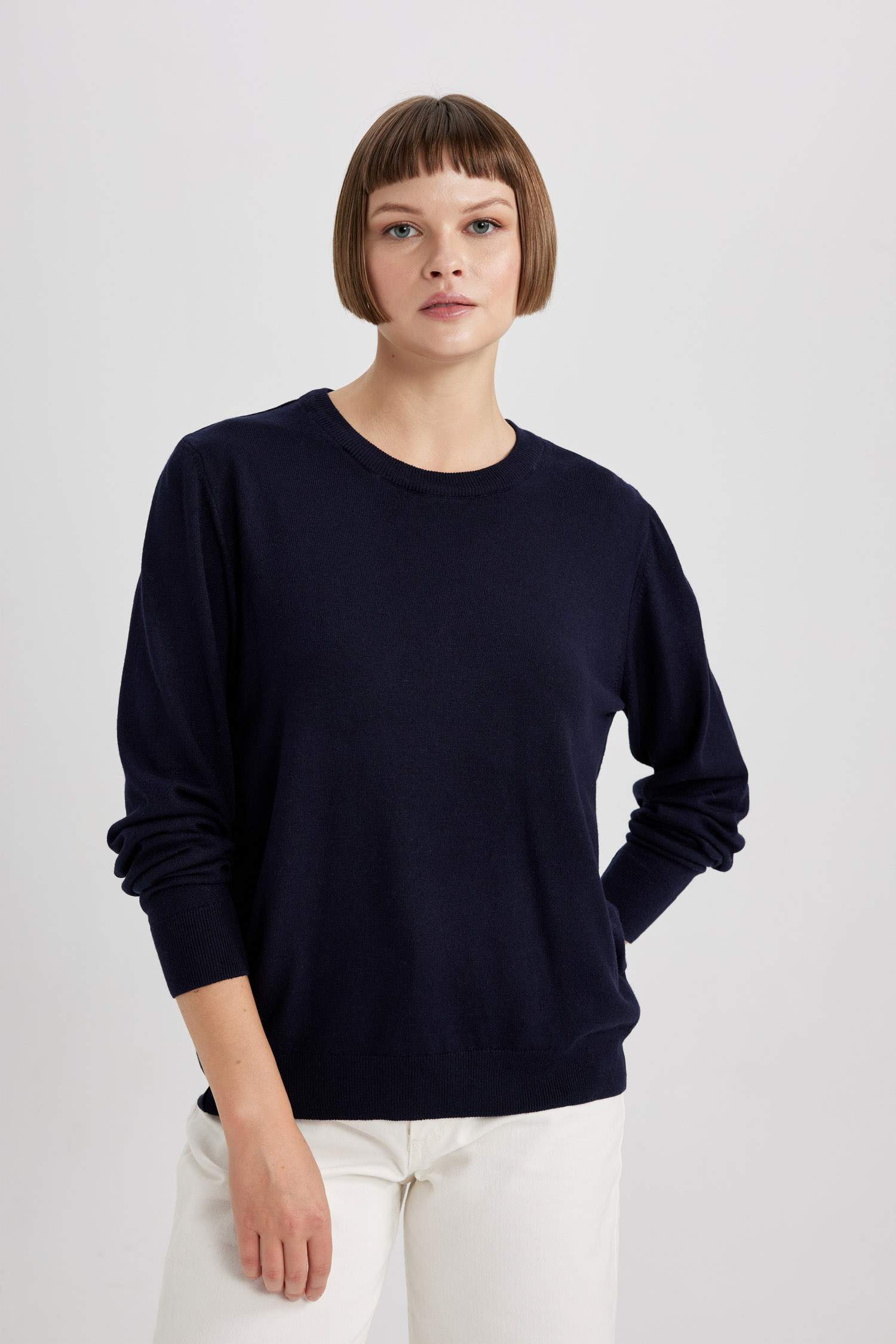 Regular Fit V Neck Premium Soft Wool Textured Knitted Pullover