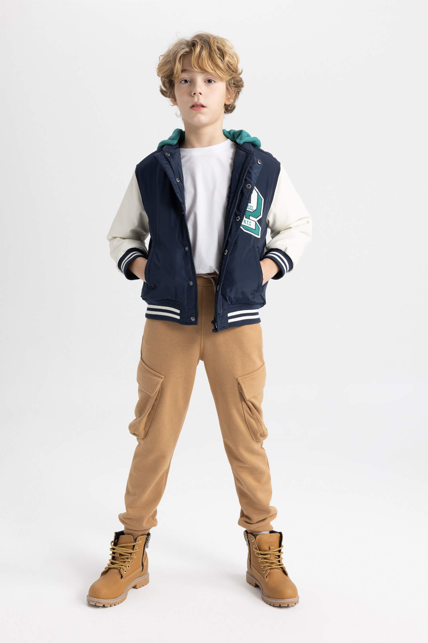Boy Removable Hooded Bomber Jacket
