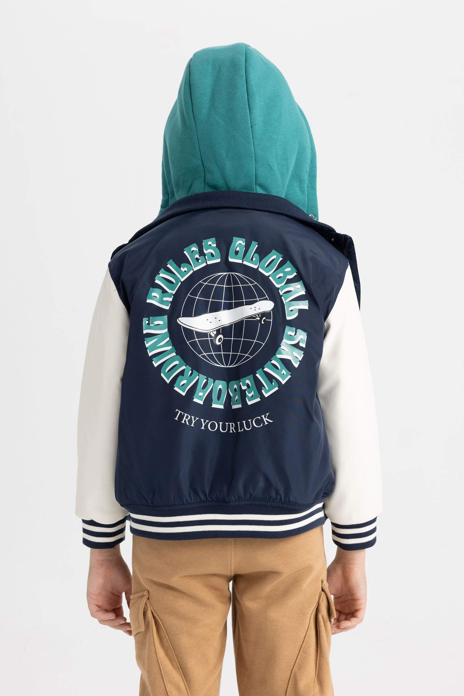 Boy Removable Hooded Bomber Jacket
