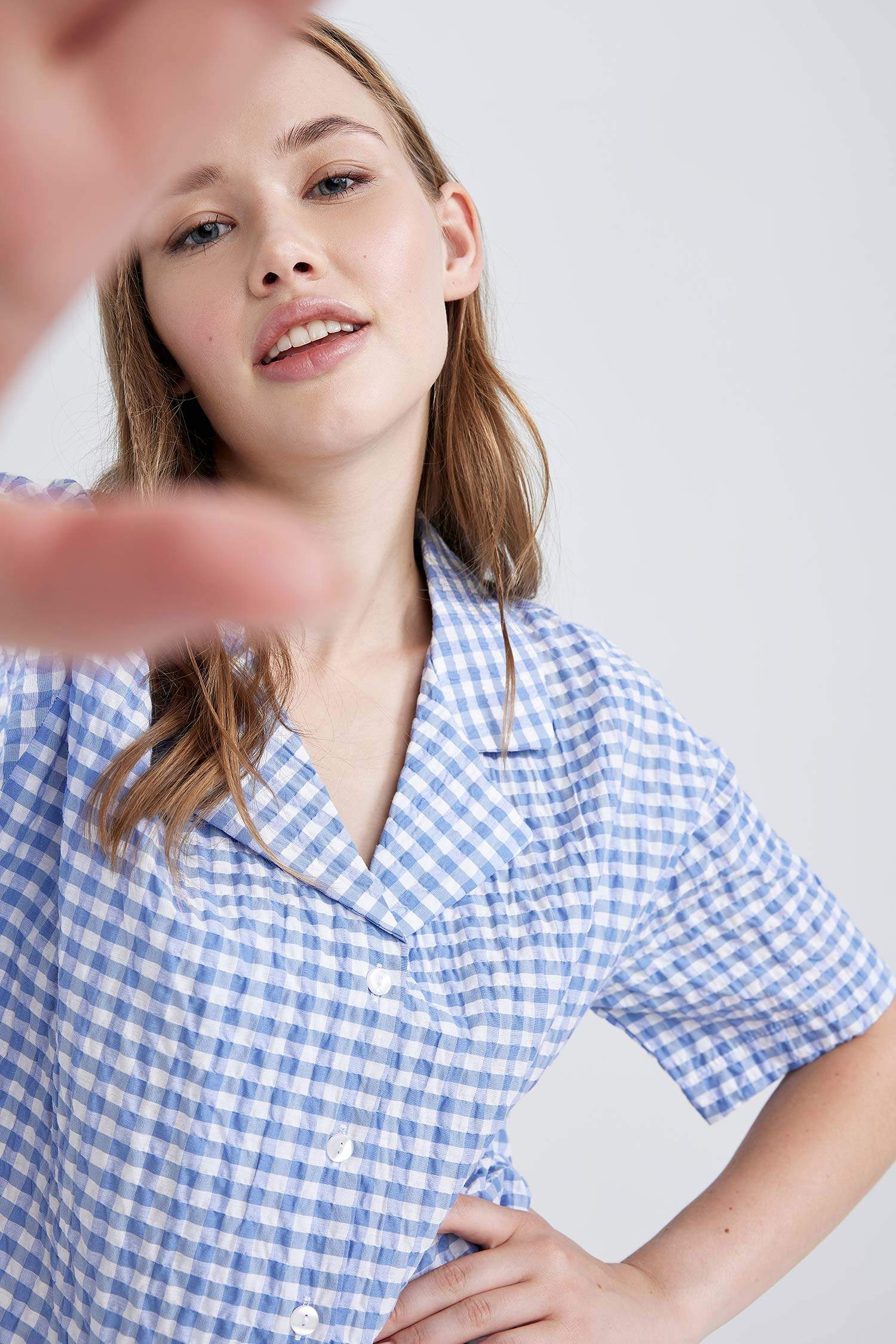 Oversize Fit Pyjamas Collar Crinkle Short Sleeve Shirt