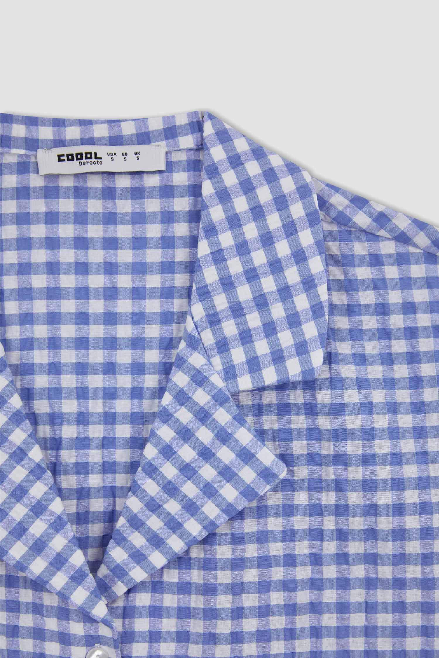 Oversize Fit Pyjamas Collar Crinkle Short Sleeve Shirt