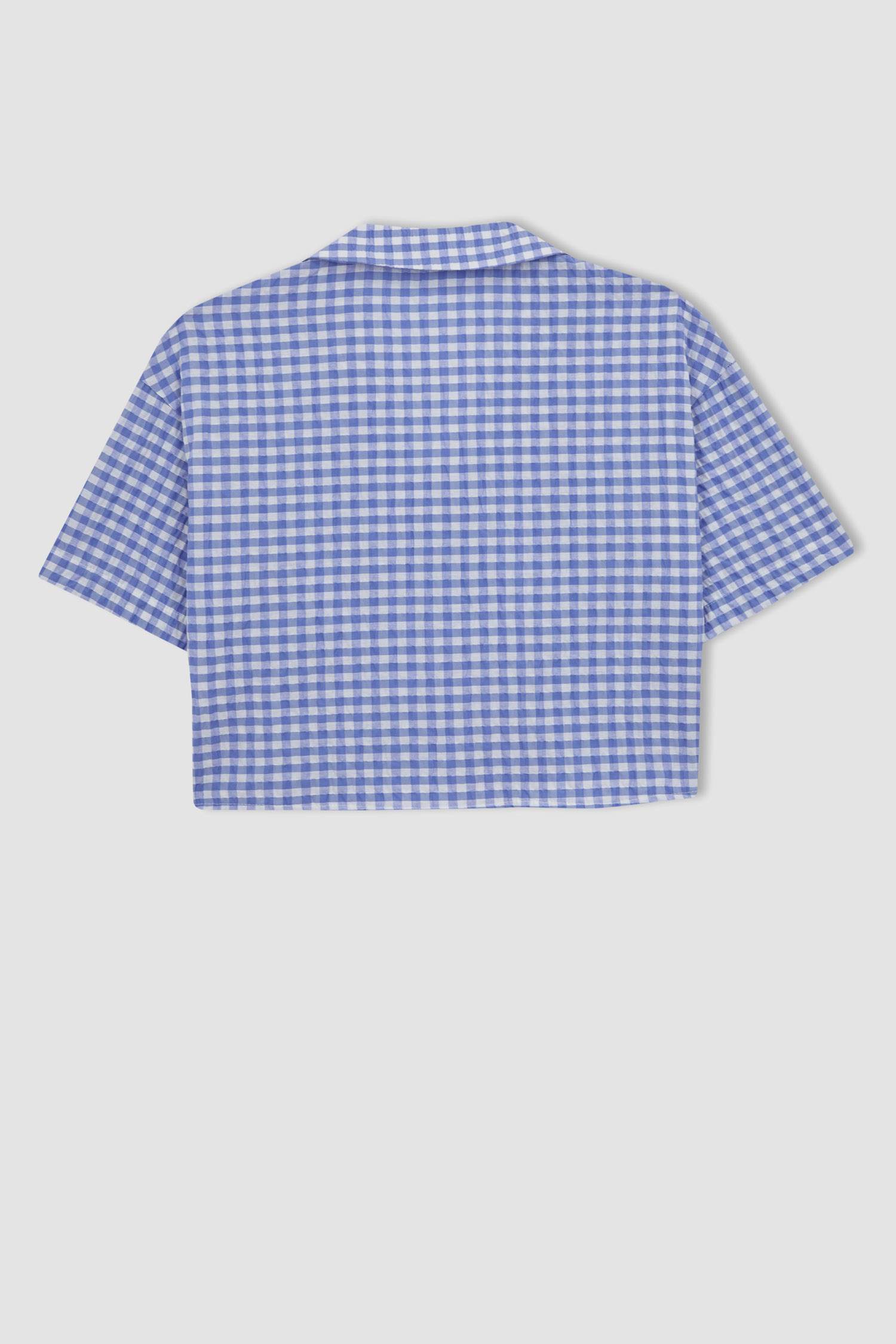 Oversize Fit Pyjamas Collar Crinkle Short Sleeve Shirt