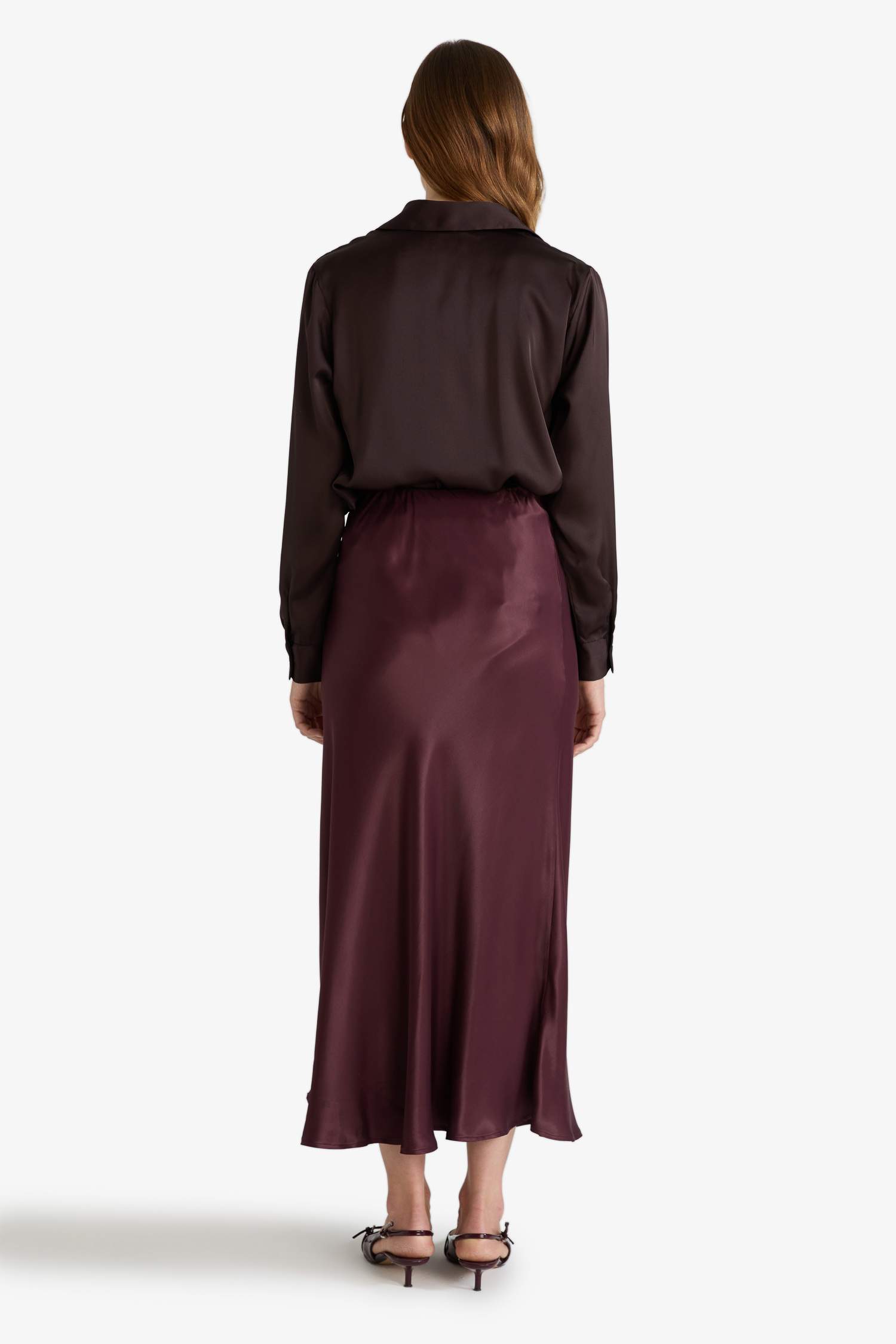 A Kesim Normal Bel Saten Midi Etek