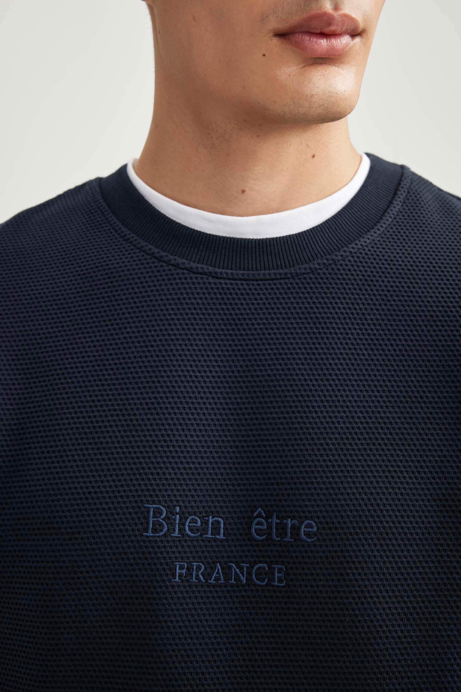 Regular Fit Crew Neck Printed Waffle Sweatshirt