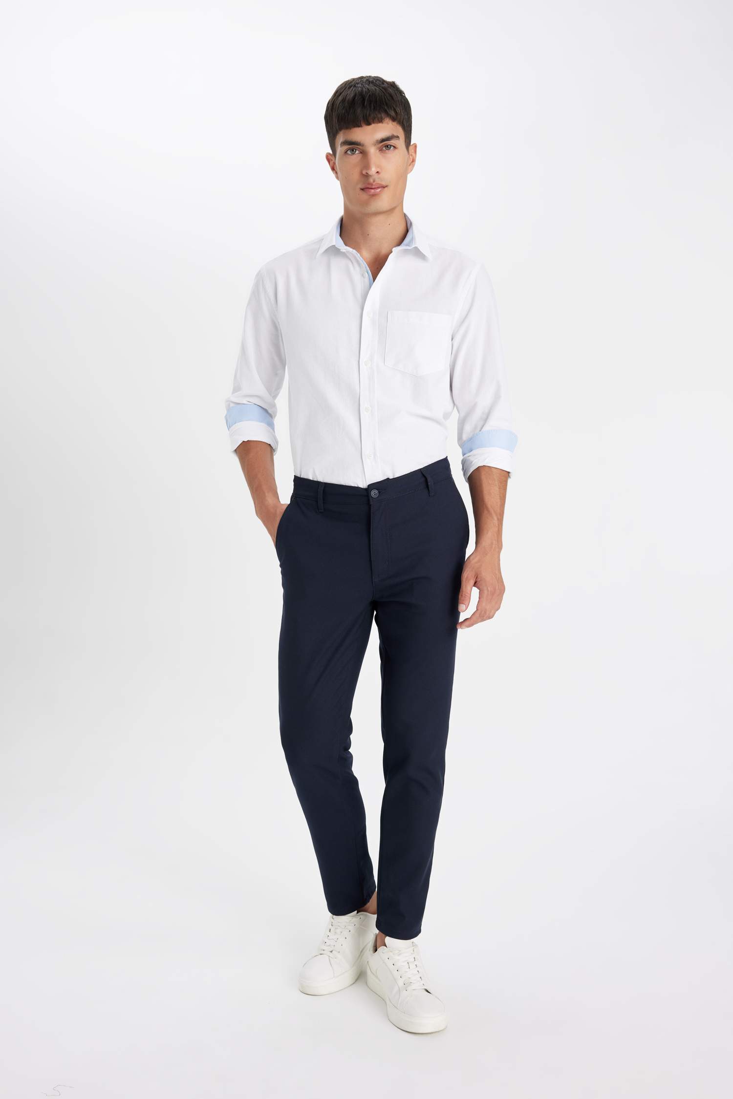 Regular Fit Oxford Basic Düz Uzun Kollu Beyaz Gömlek