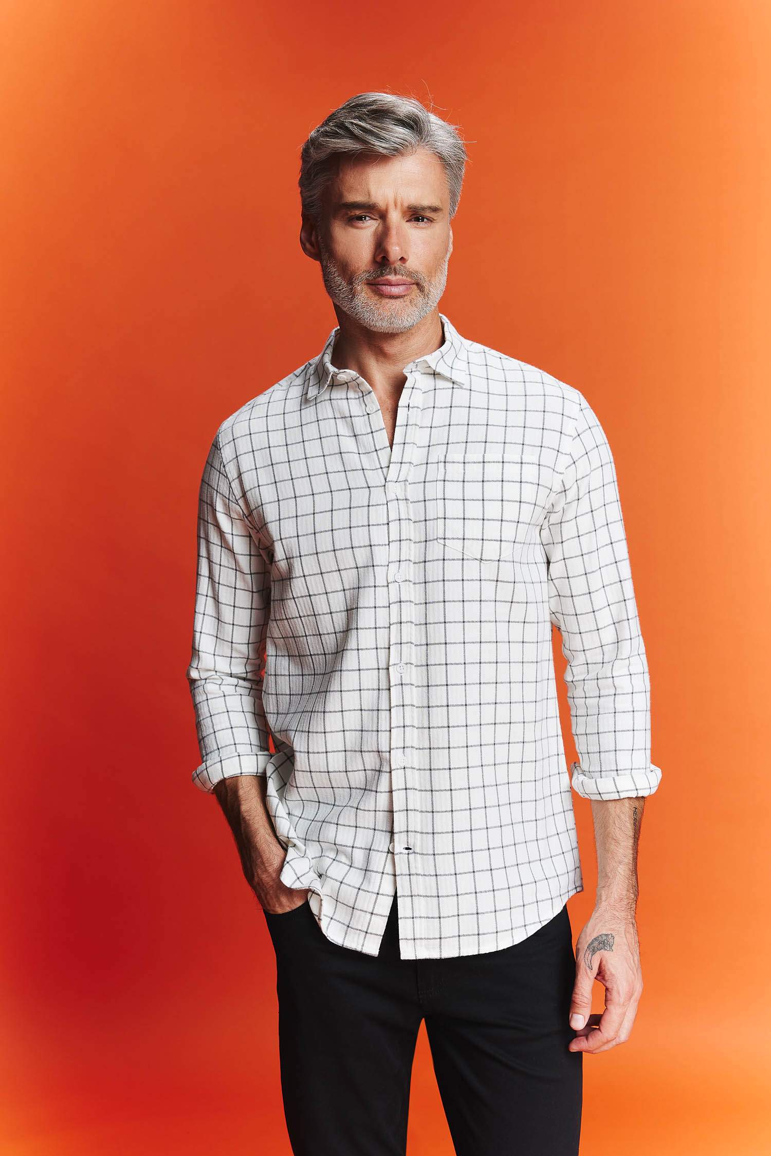 Regular Fit Kare Desenli Uzun Kollu Gömlek