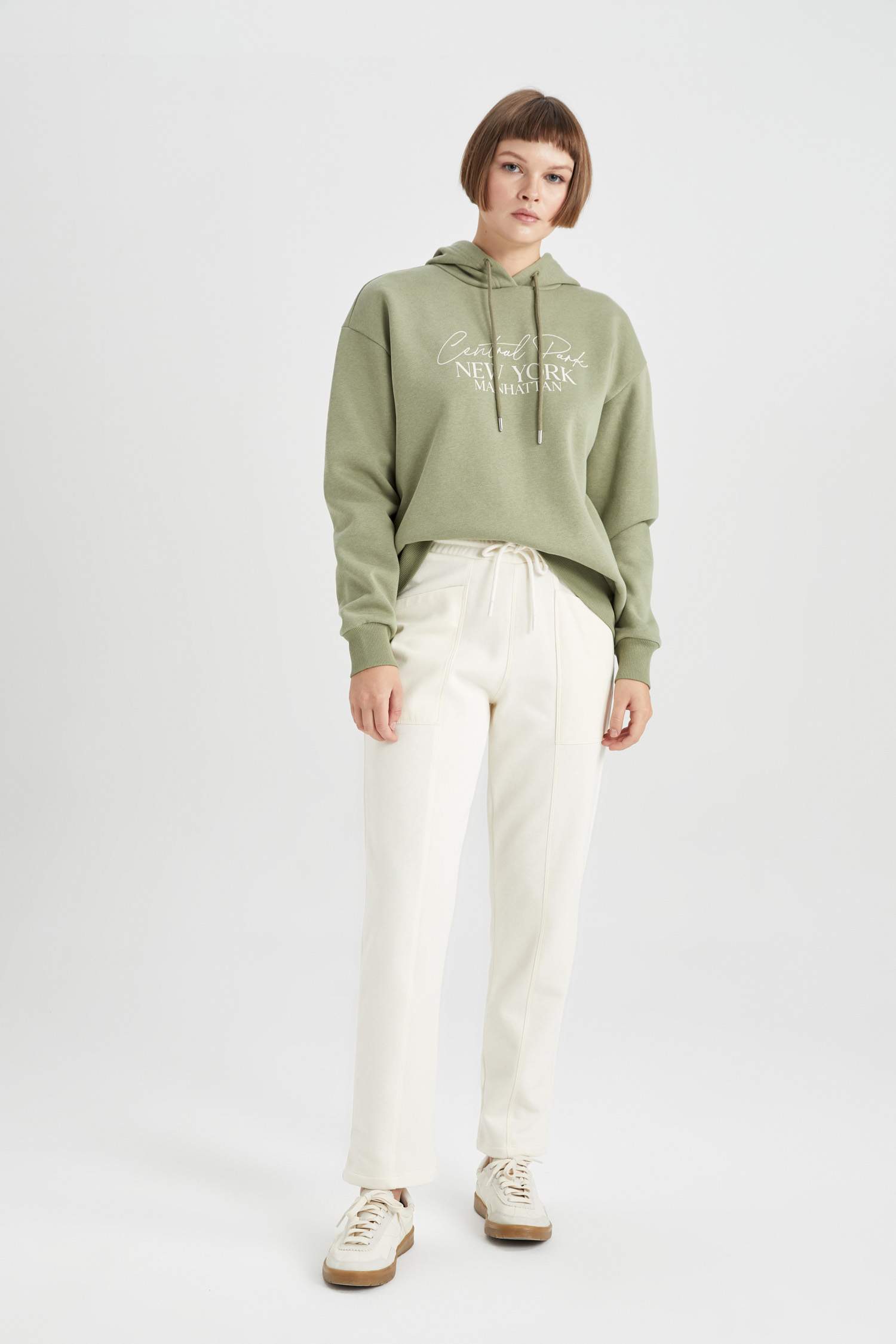 بنطلون بجامة رياضي قماش سميك قصة عادية بجيب