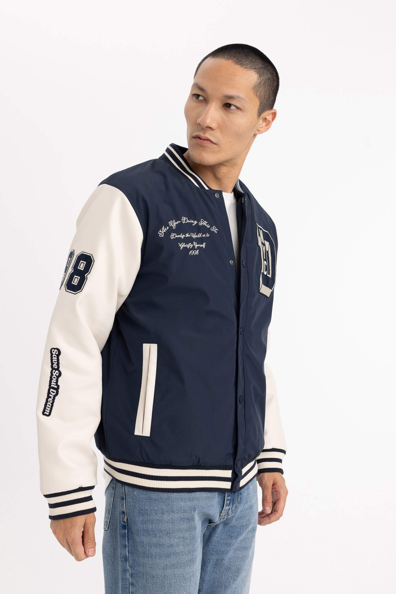 Waterproof Oversize Fit Faux Leather Bomber Jacket