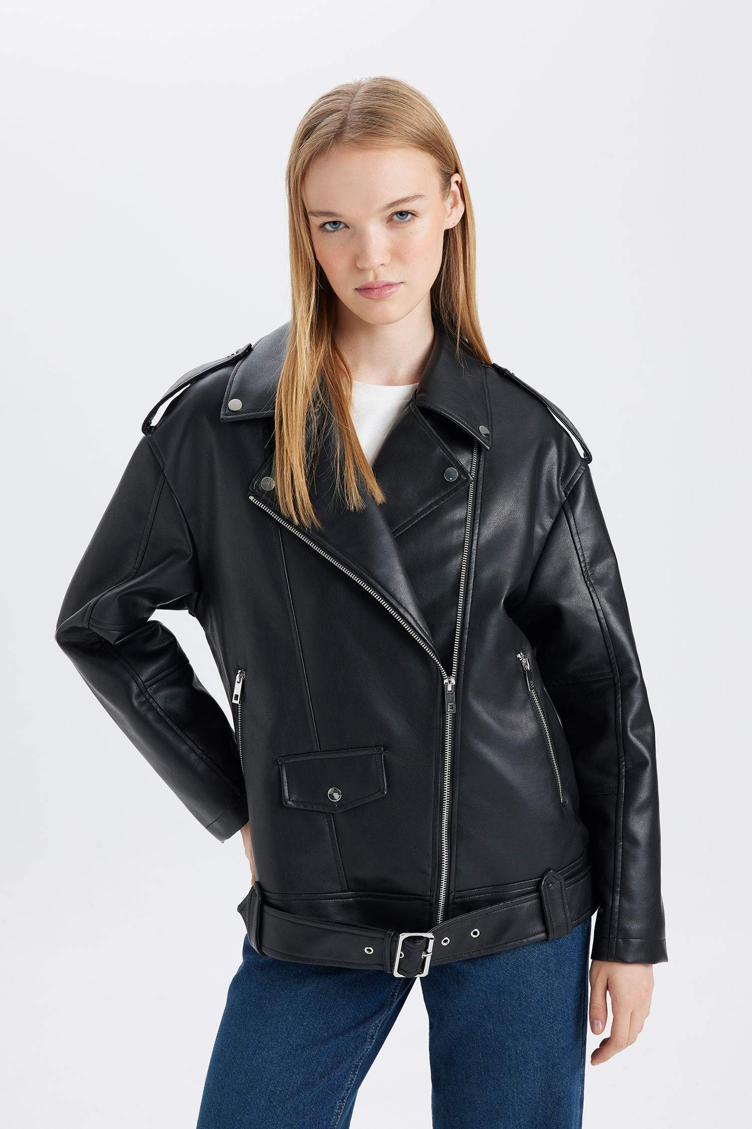 Oversize Fit Waterproof Faux Leather Jacket