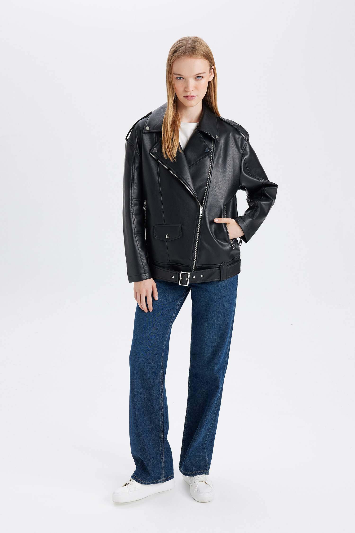 Oversize Fit Waterproof Faux Leather Jacket