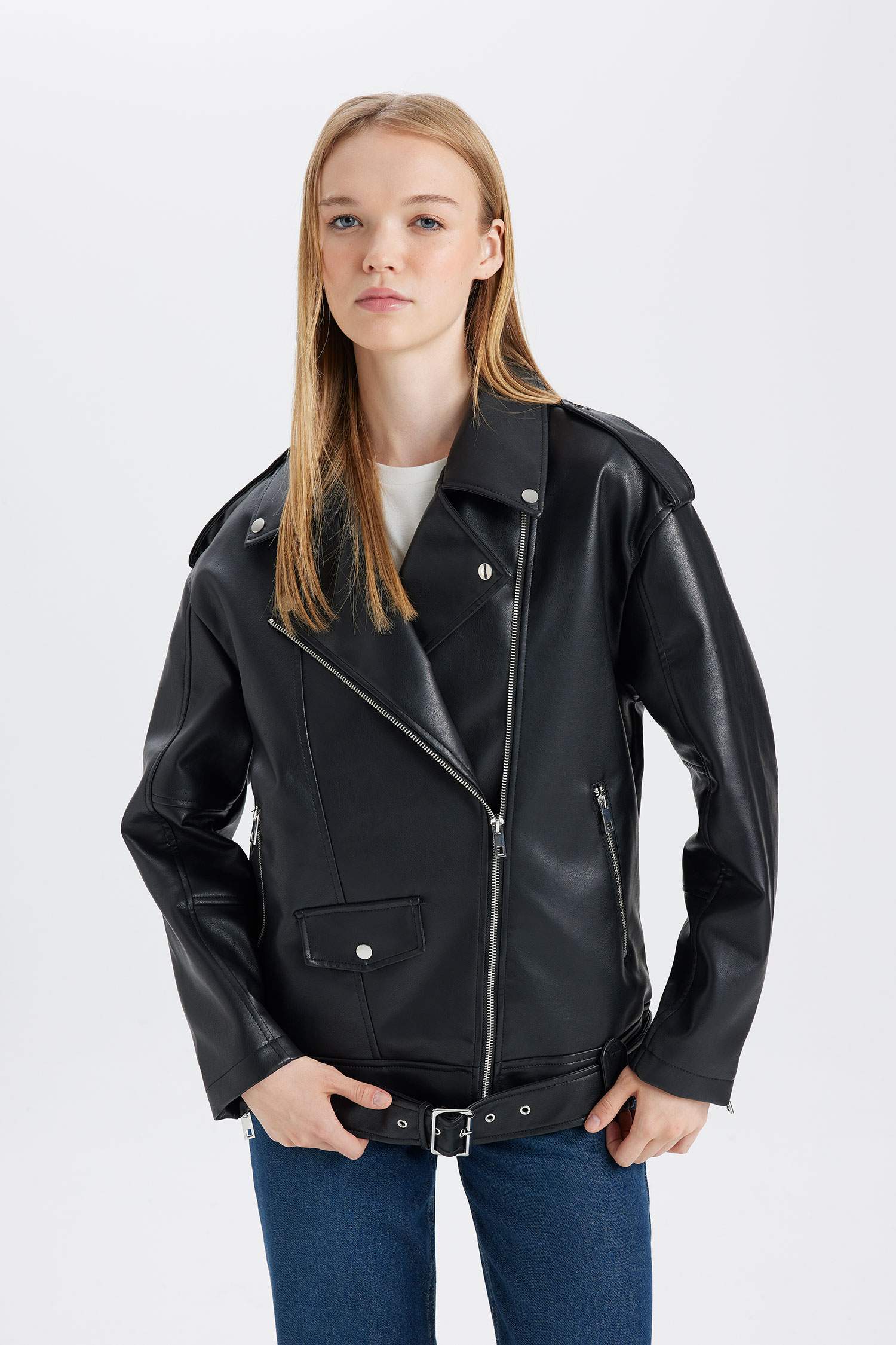 Oversize Fit Waterproof Faux Leather Jacket