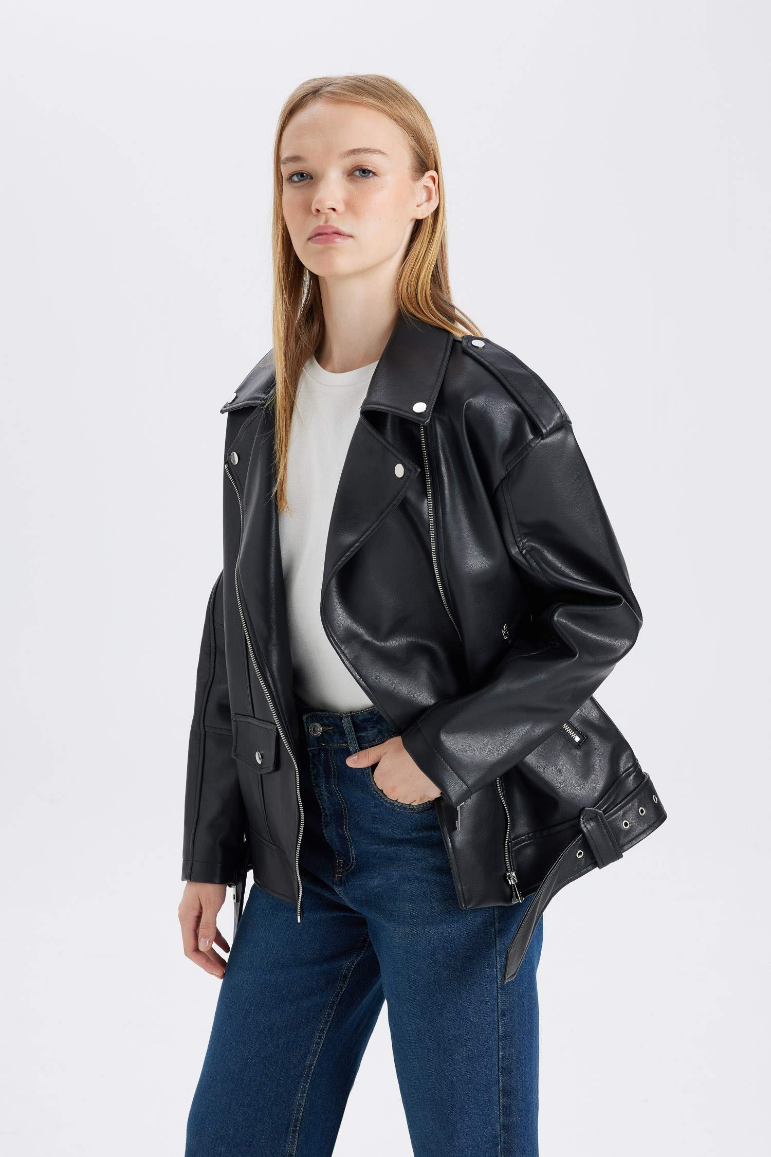 Oversize Fit Waterproof Faux Leather Jacket