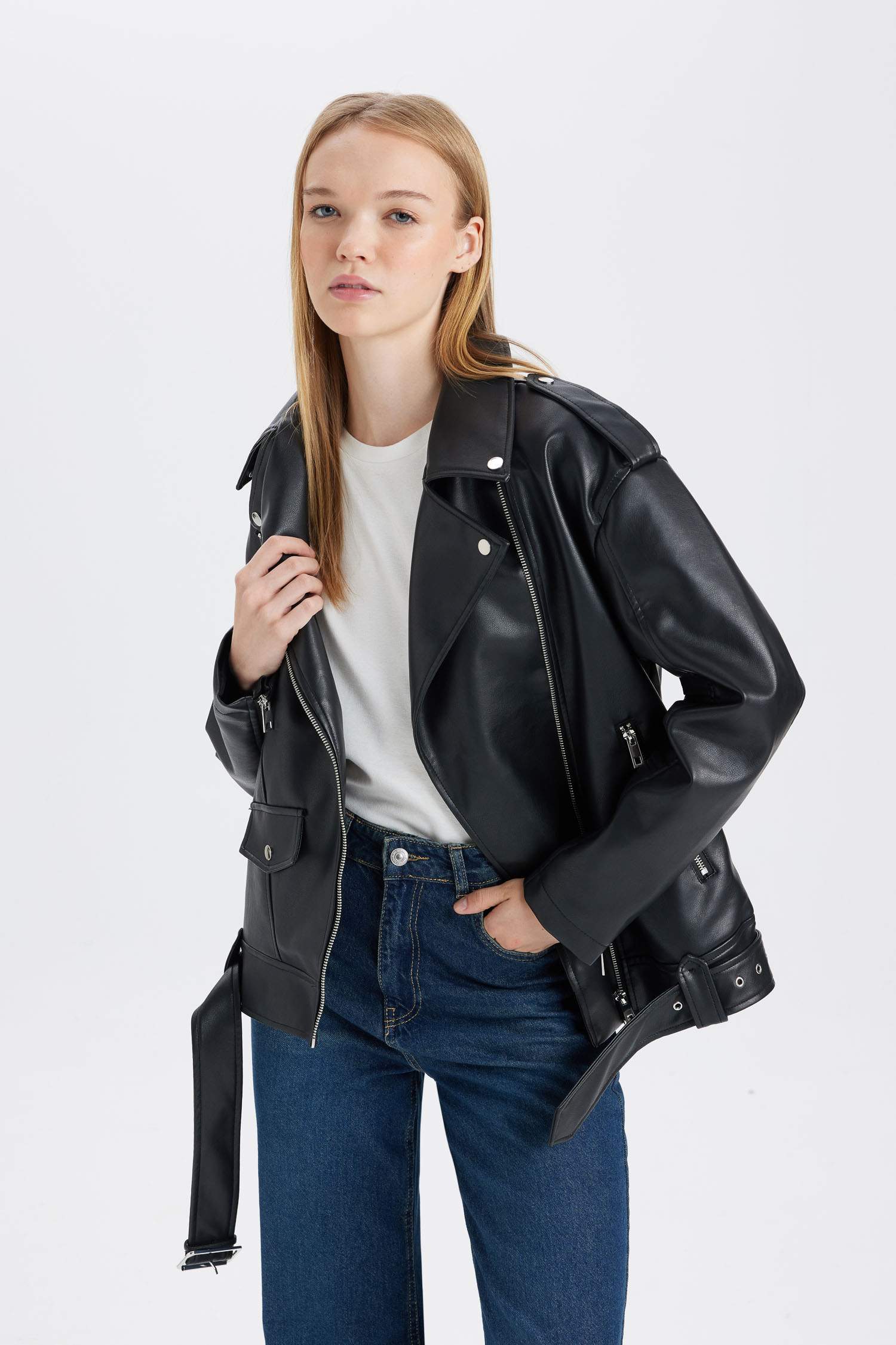 Oversize Fit Waterproof Faux Leather Jacket