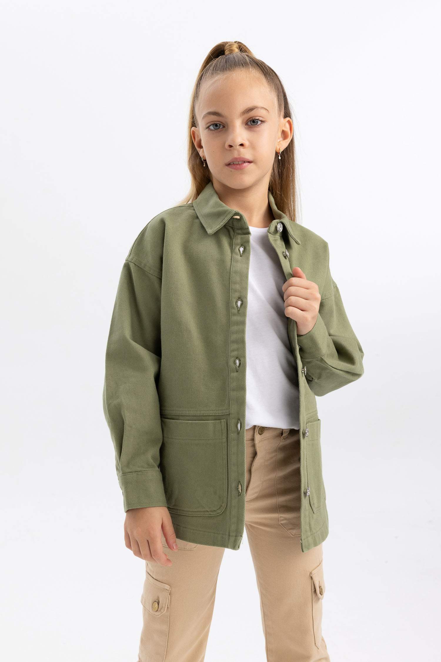 قميص بناتي جبردين كم طويل