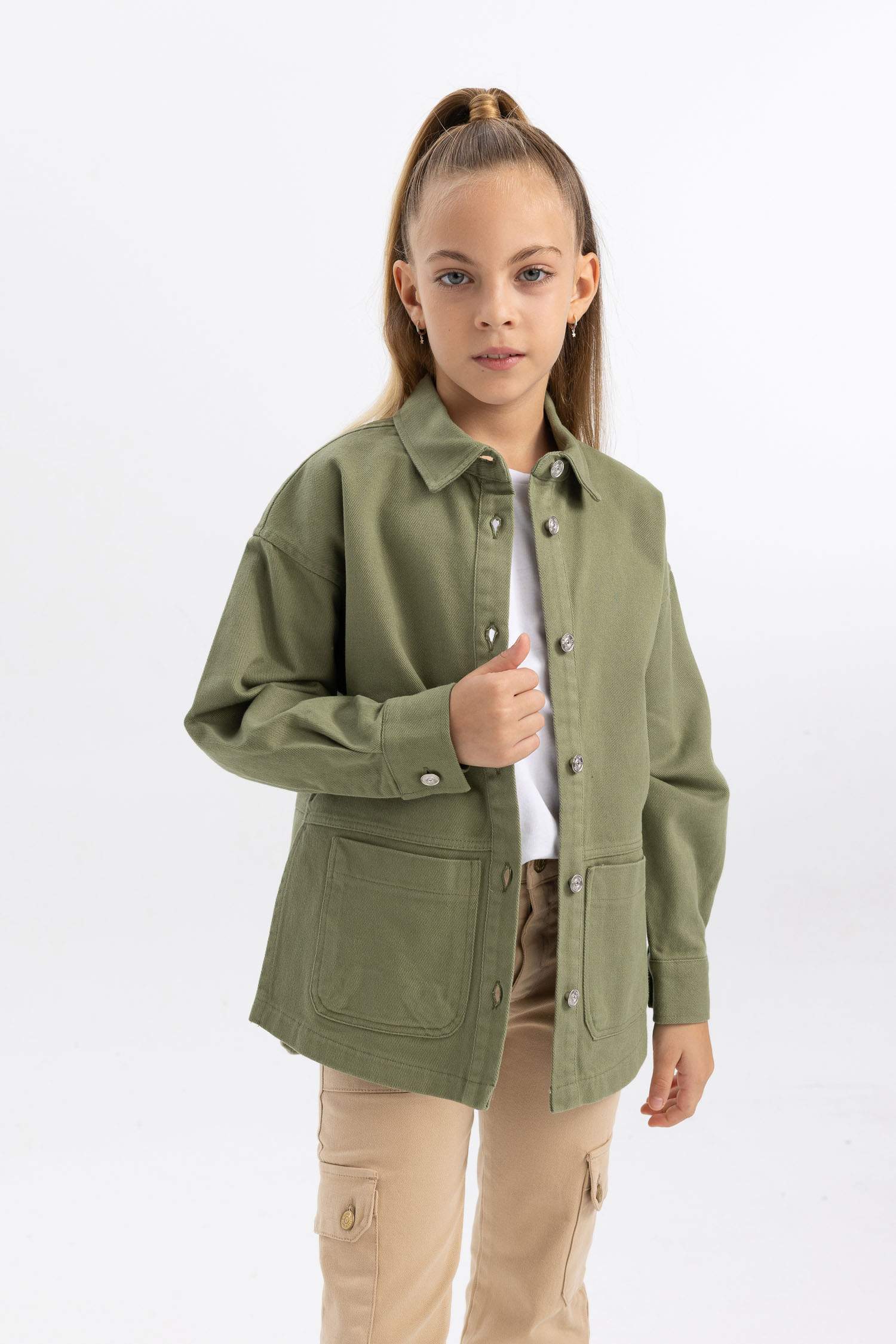 قميص بناتي جبردين كم طويل