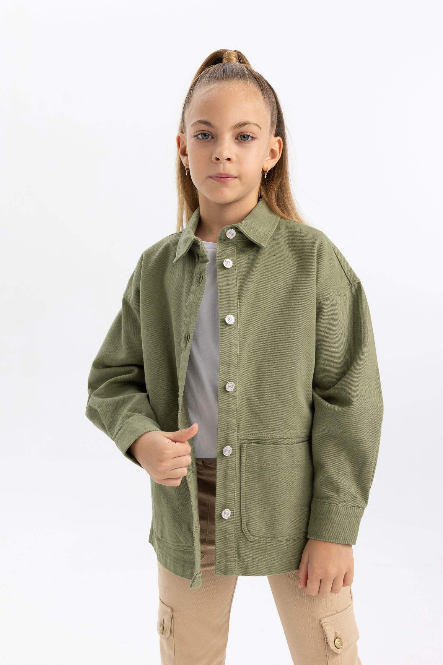 قميص بناتي جبردين كم طويل