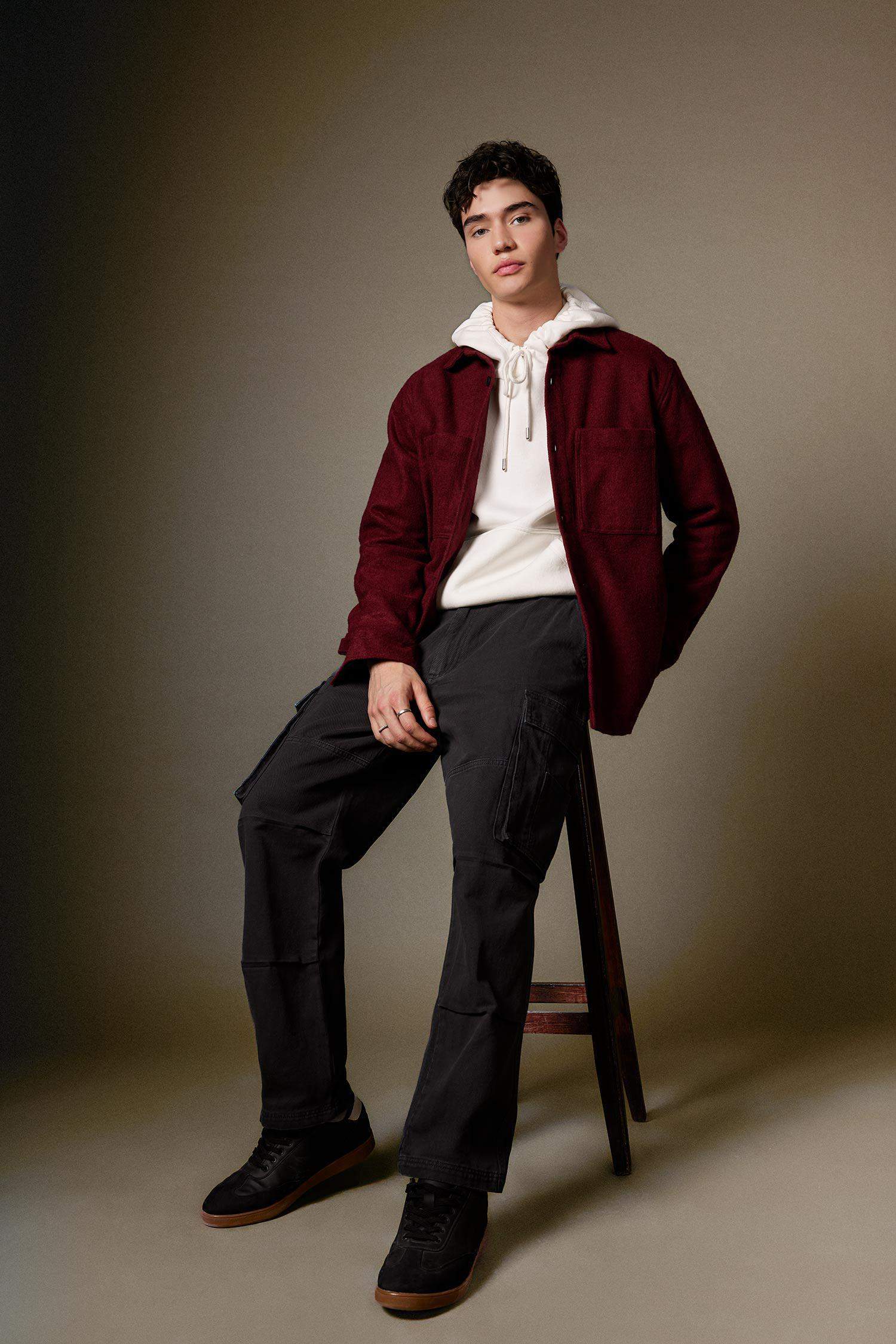 %100 Pamuk Pantolon Wide Leg Fit Geniş Kalıp Normal Bel Geniş Paça Kargo Cepli