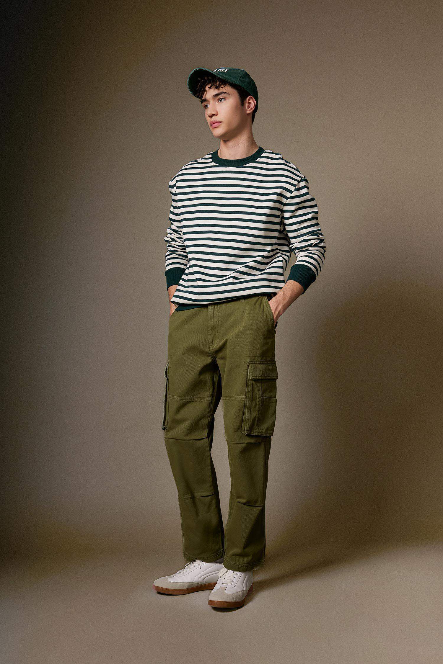 Pantolon Wide Leg Fit Geniş Kalıp Normal Bel Geniş Paça Kargo Cepli